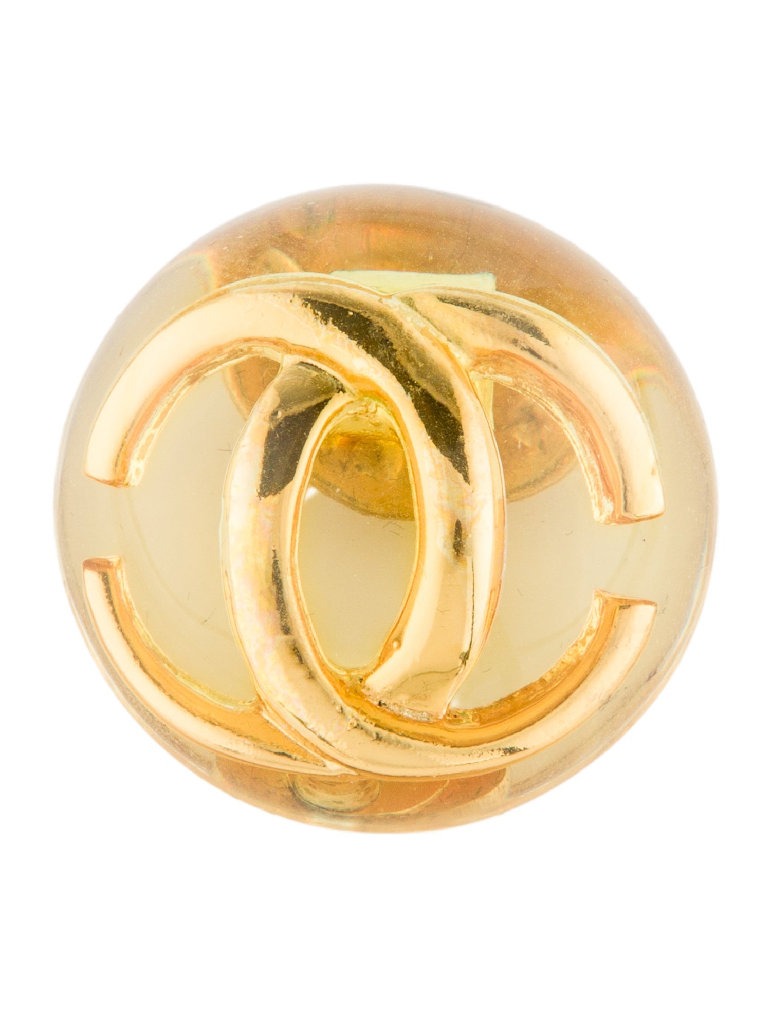 Chanel Vintage Resin Logo Brooch Pin