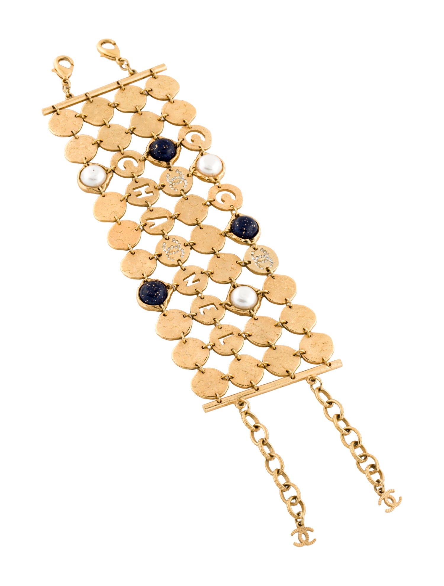 Chanel Faux Pearl, Strass & Resin Logo Multistrand Bracelet