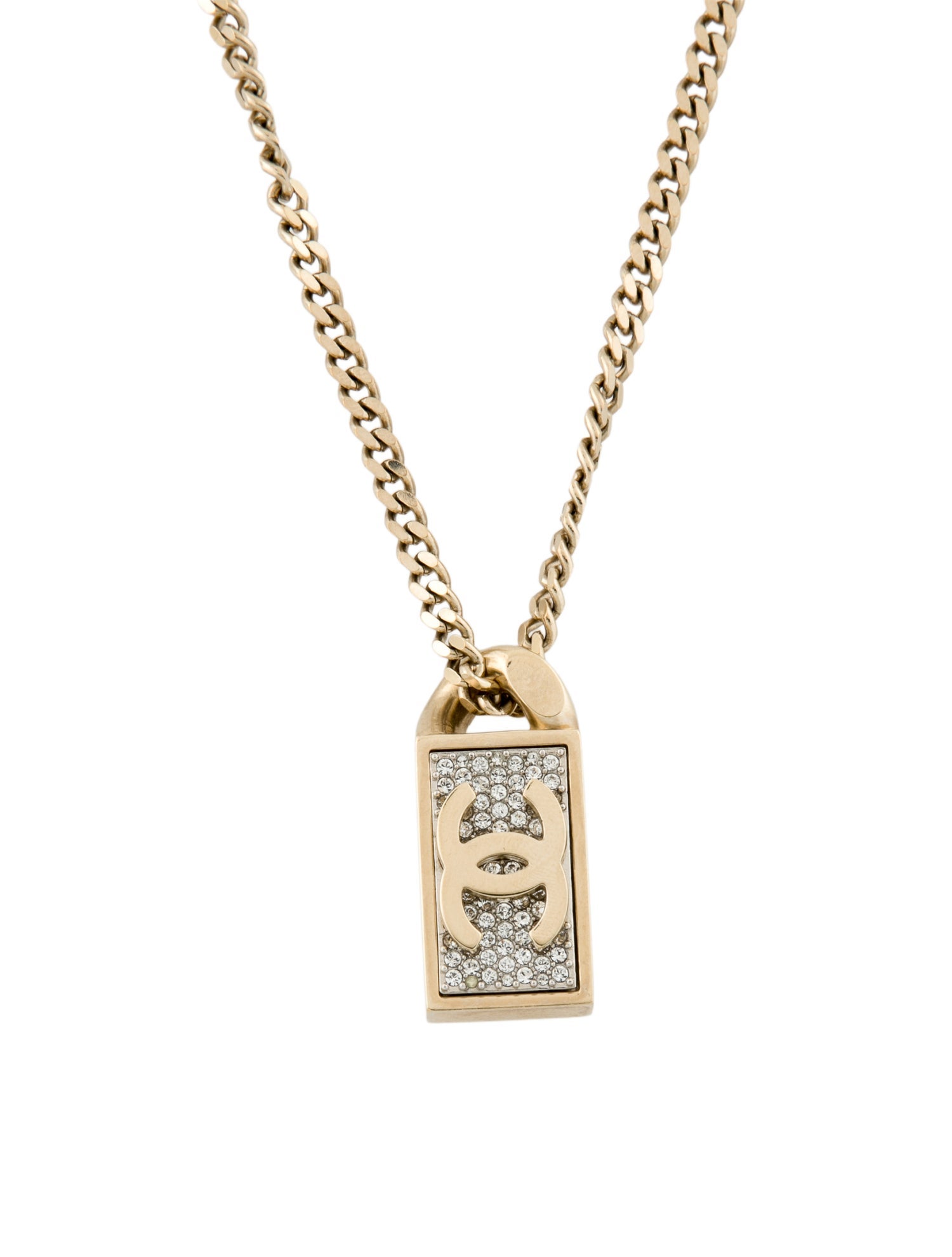 Chanel 2021 Strass CC Pendant Necklace
