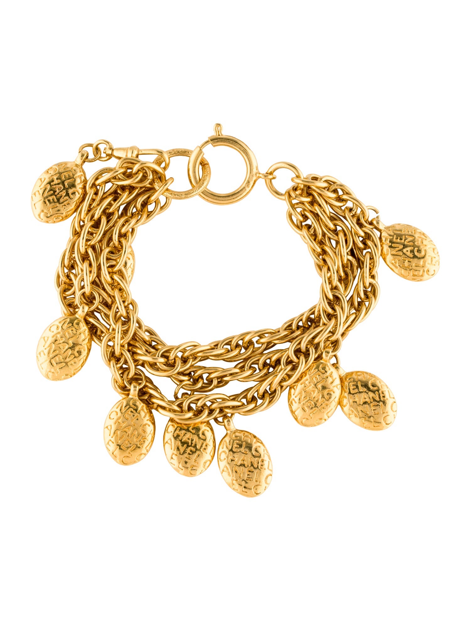 Chanel Vintage Logo Multistrand Charm Bracelet