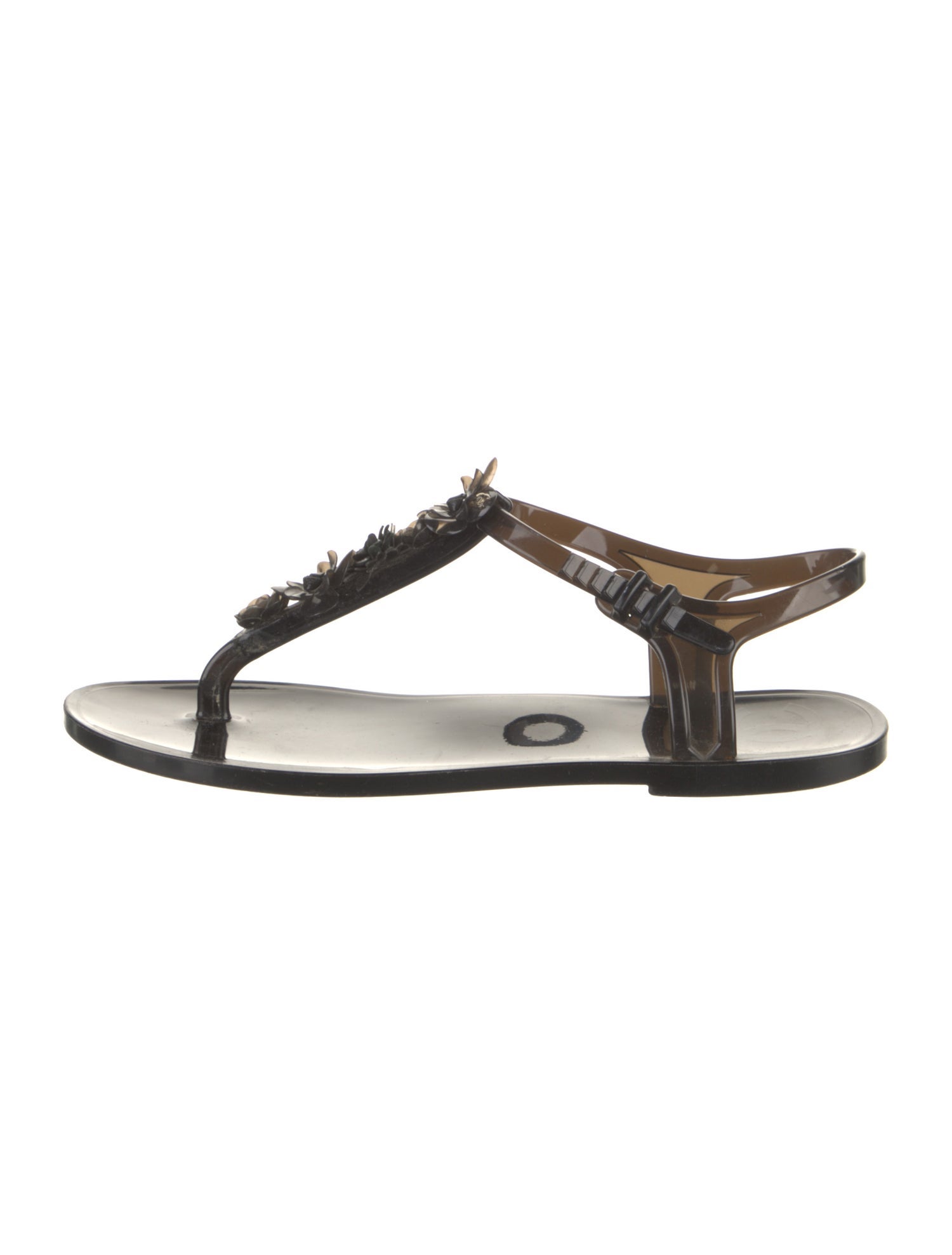 Chanel Interlocking CC Logo Rubber T-Strap Sandals