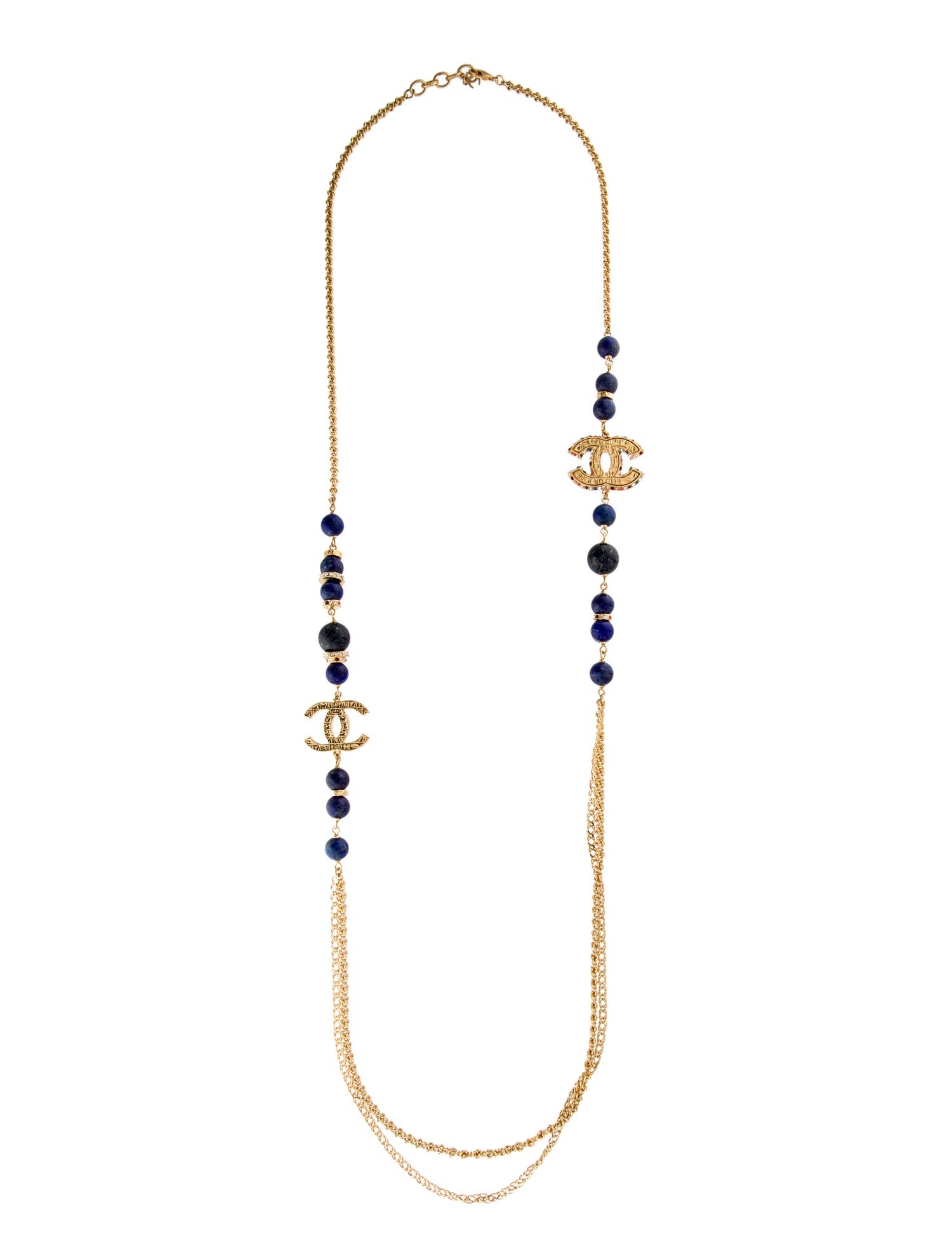 Chanel Paris-New York Stone & Strass CC Station Necklace