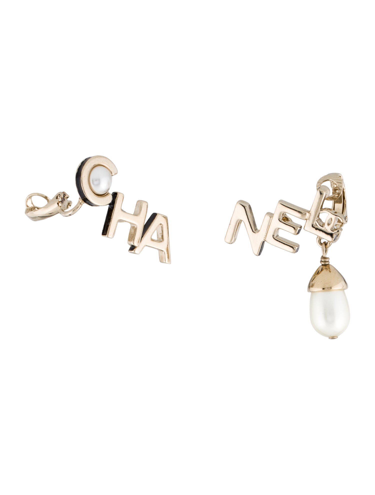 Chanel Faux Pearl Ear Climber Earrings