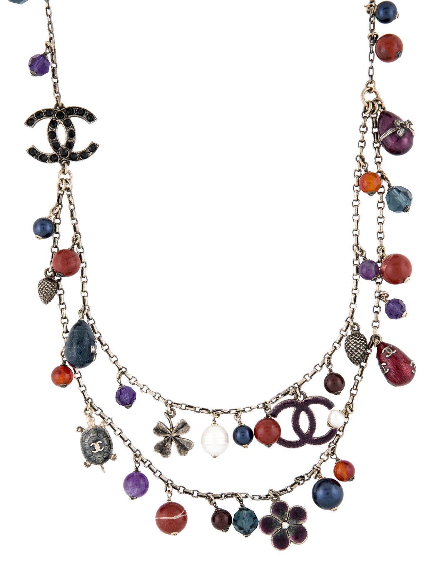 Chanel Pearl, Strass & Resin CC Charm Necklace