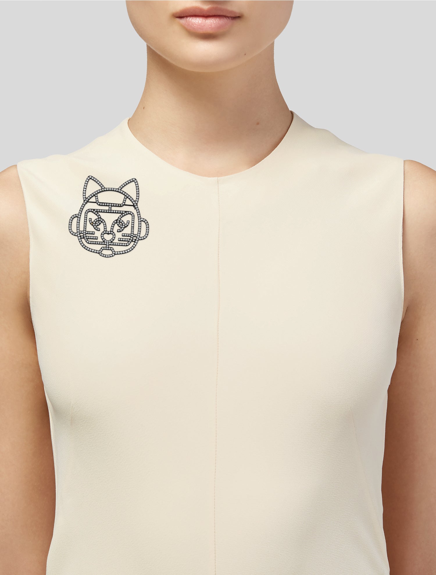 Chanel Strass CC Cat Brooch