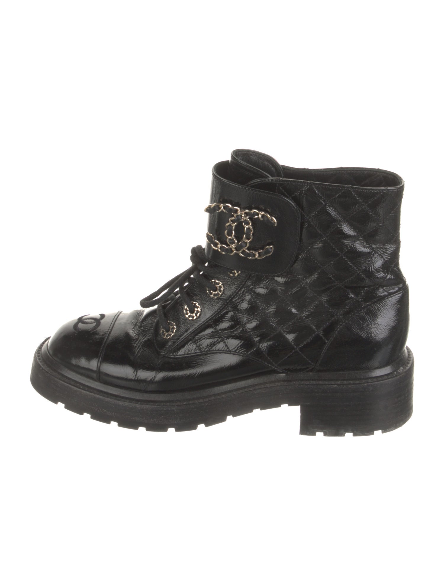Chanel 2023 Interlocking CC Logo Combat Boots