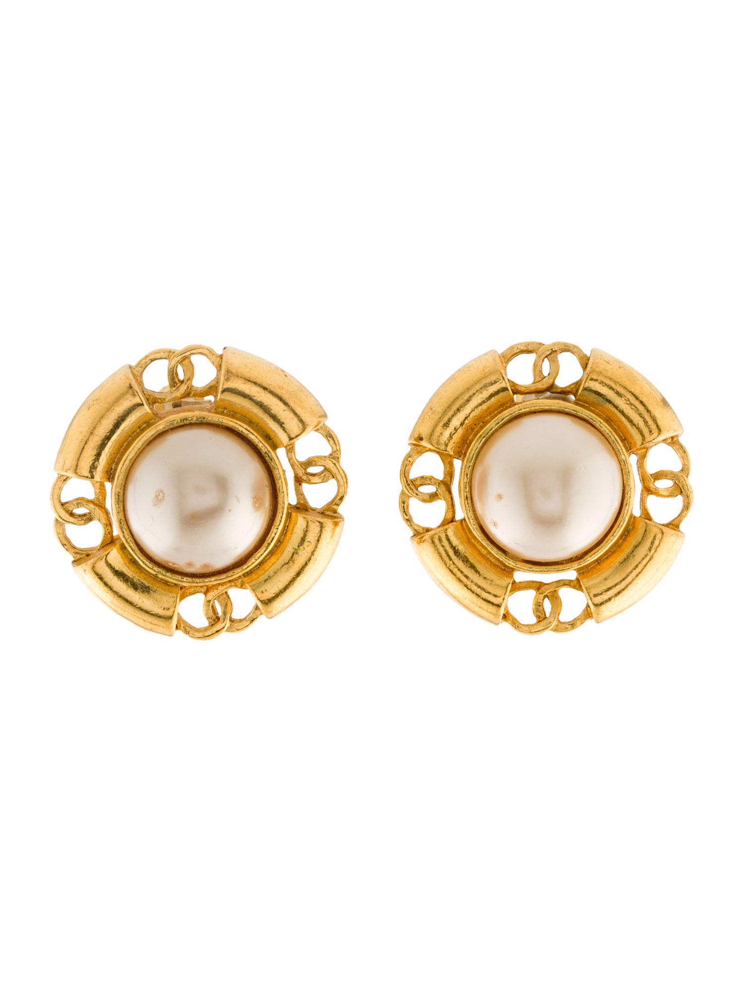 Chanel Faux Pearl Clip-On Earrings