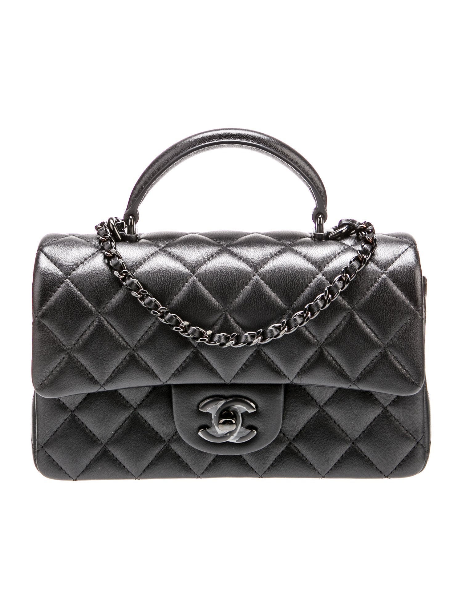 Chanel Classic Rectangular Mini So Black Top Handle Flap Bag