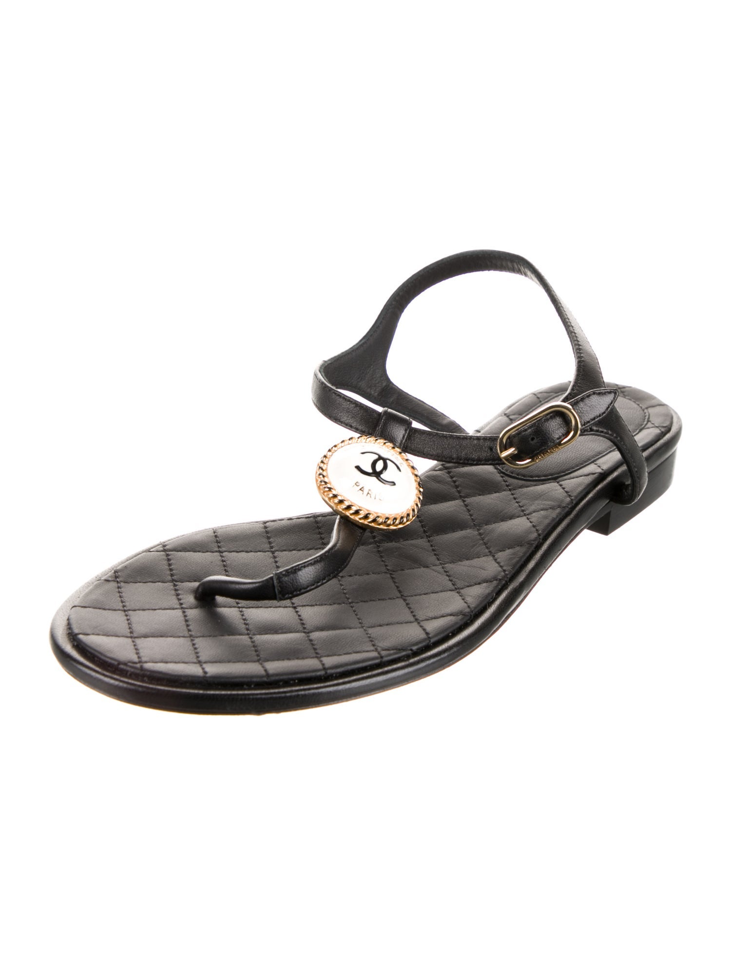 Chanel 2018 Interlocking CC Logo Slingback Sandals