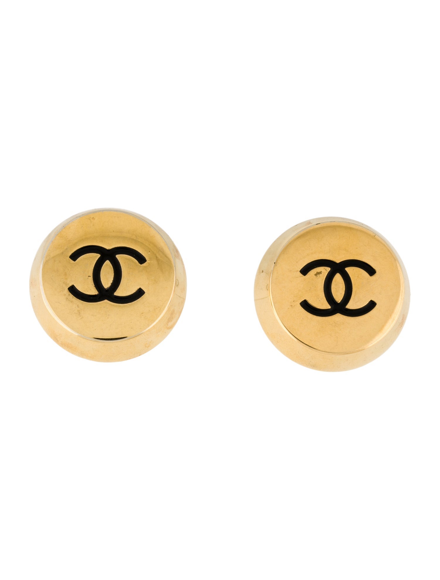 Chanel Vintage CC Button Clip-On Earrings