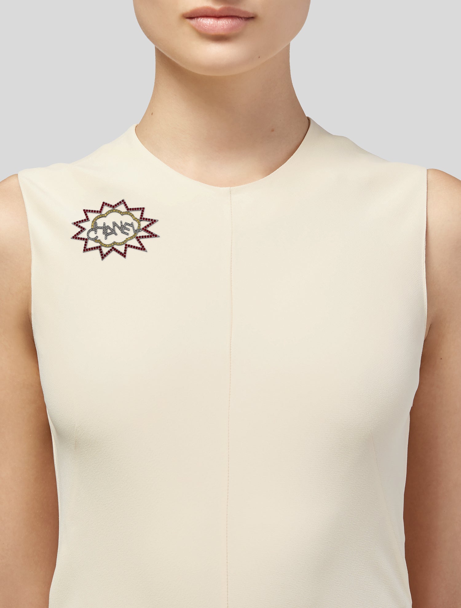 Chanel Strass Logo Brooch