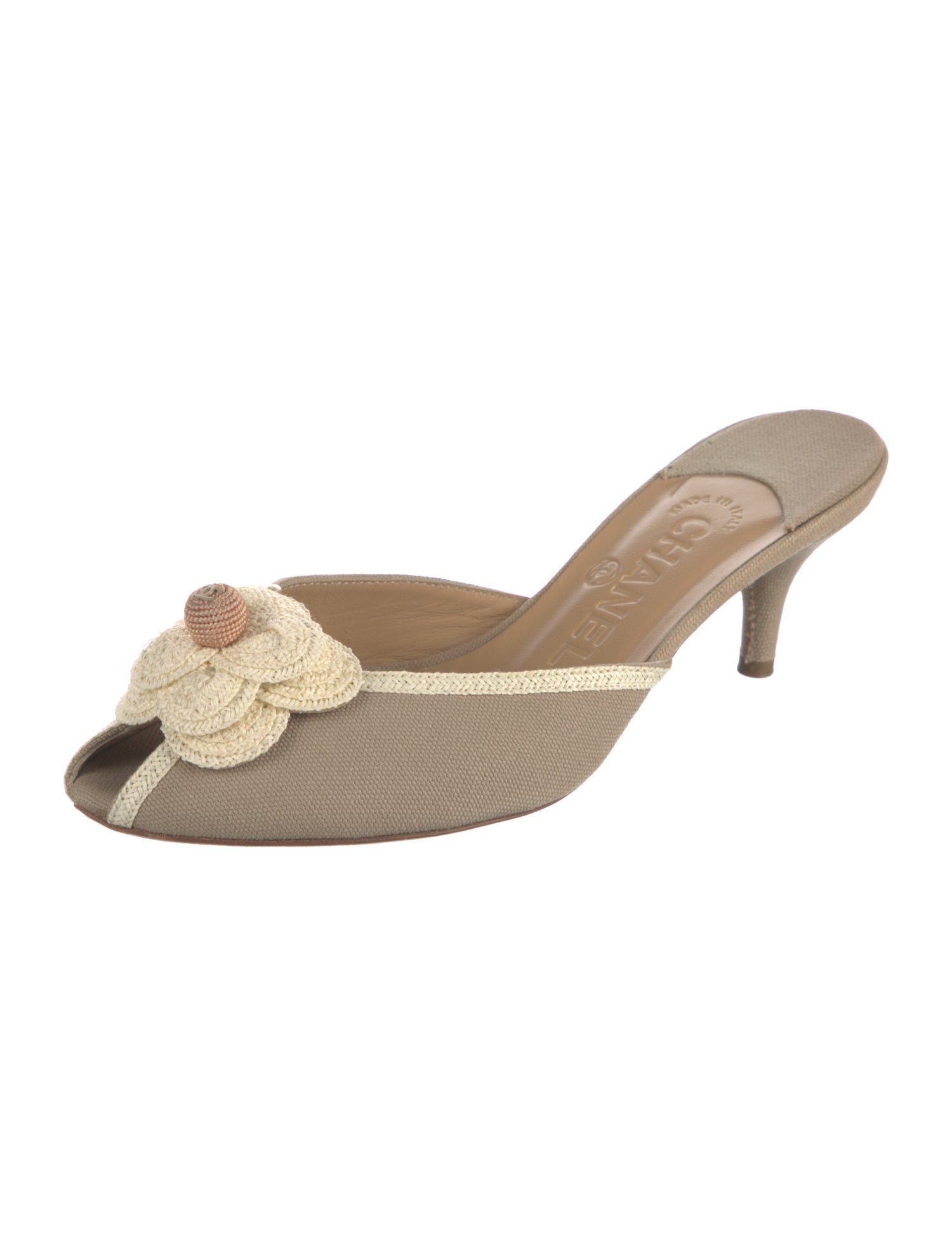 Chanel Interlocking CC Logo Canvas Mules