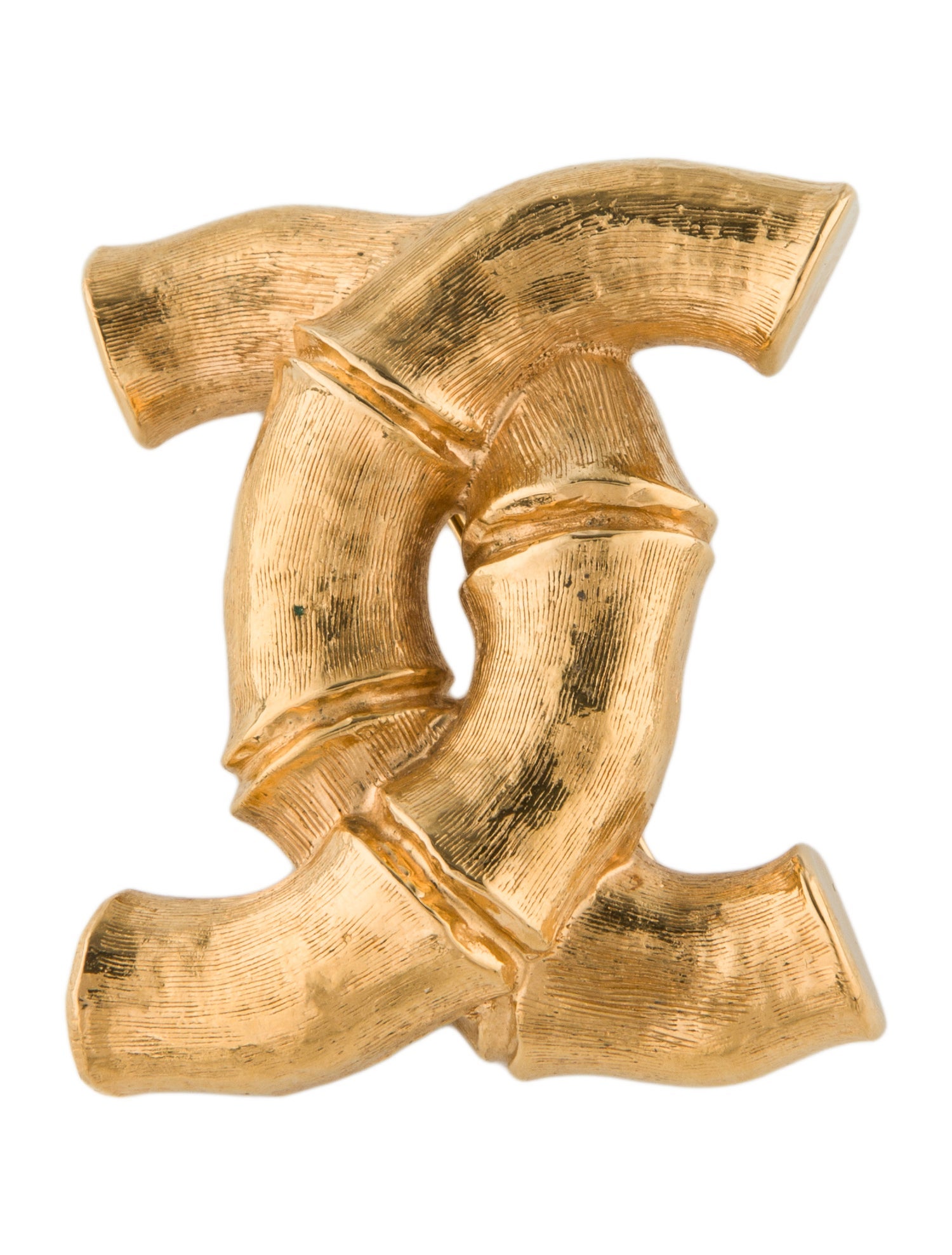 Chanel Vintage CC Bamboo Brooch Pin