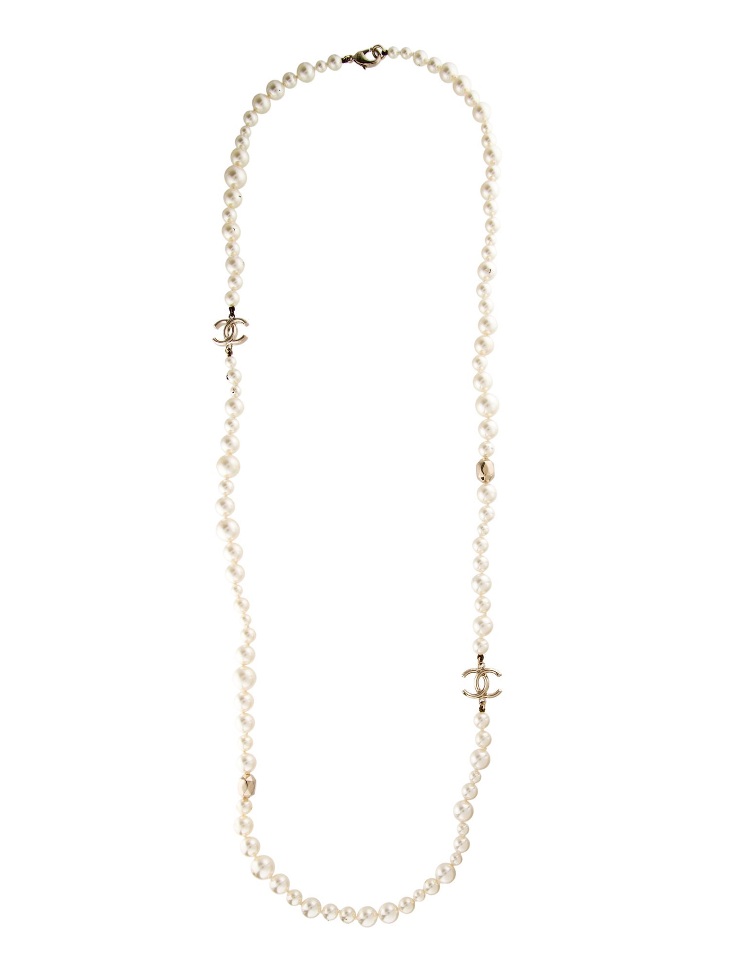 Chanel Faux Pearl CC Station Necklace