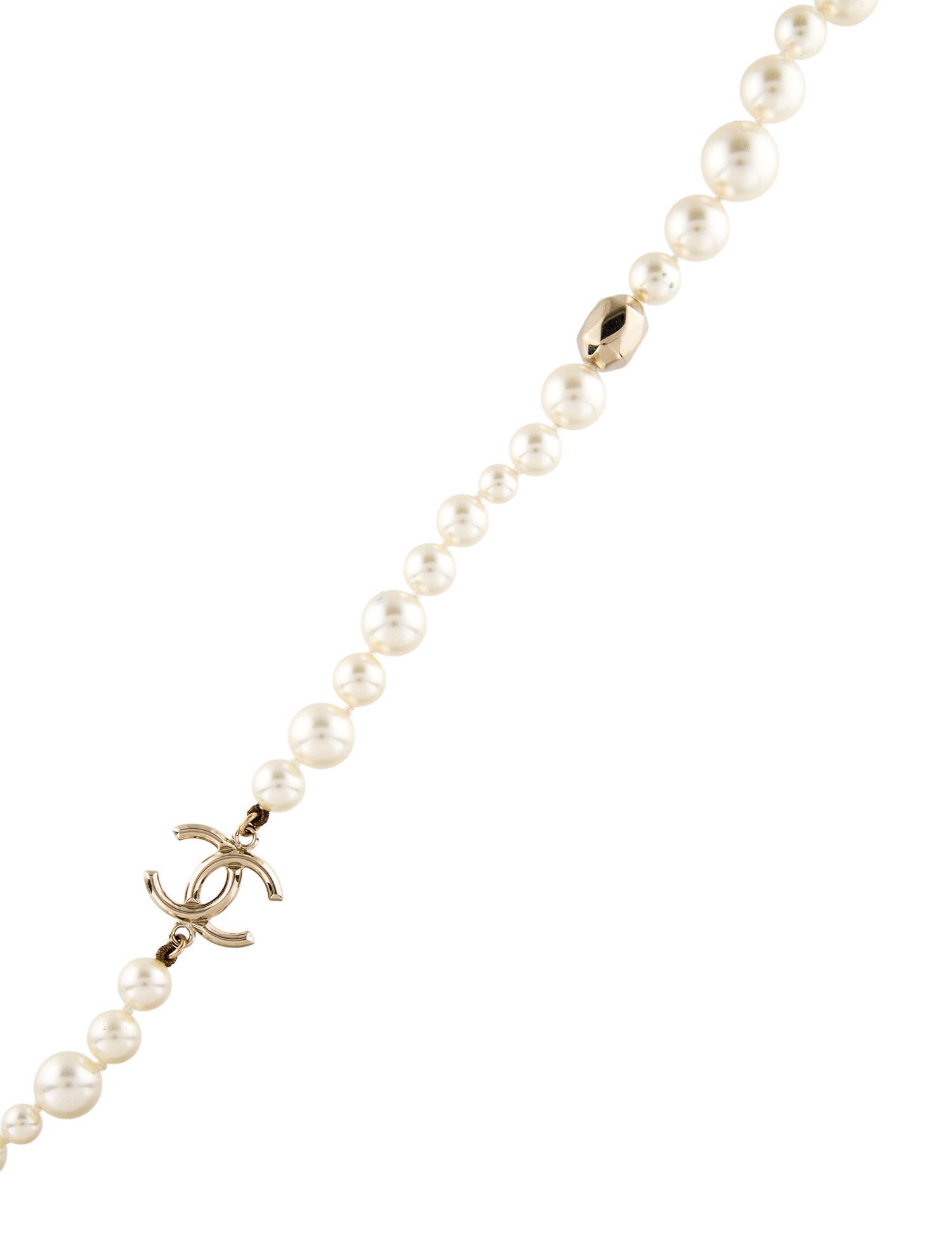 Chanel Faux Pearl CC Station Necklace