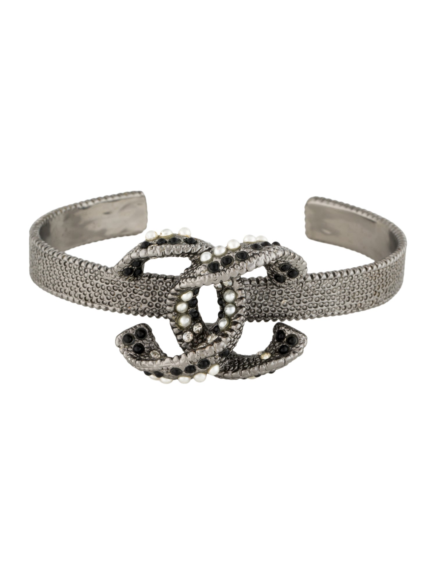Chanel Faux Pearl & Strass Twisted CC Cuff