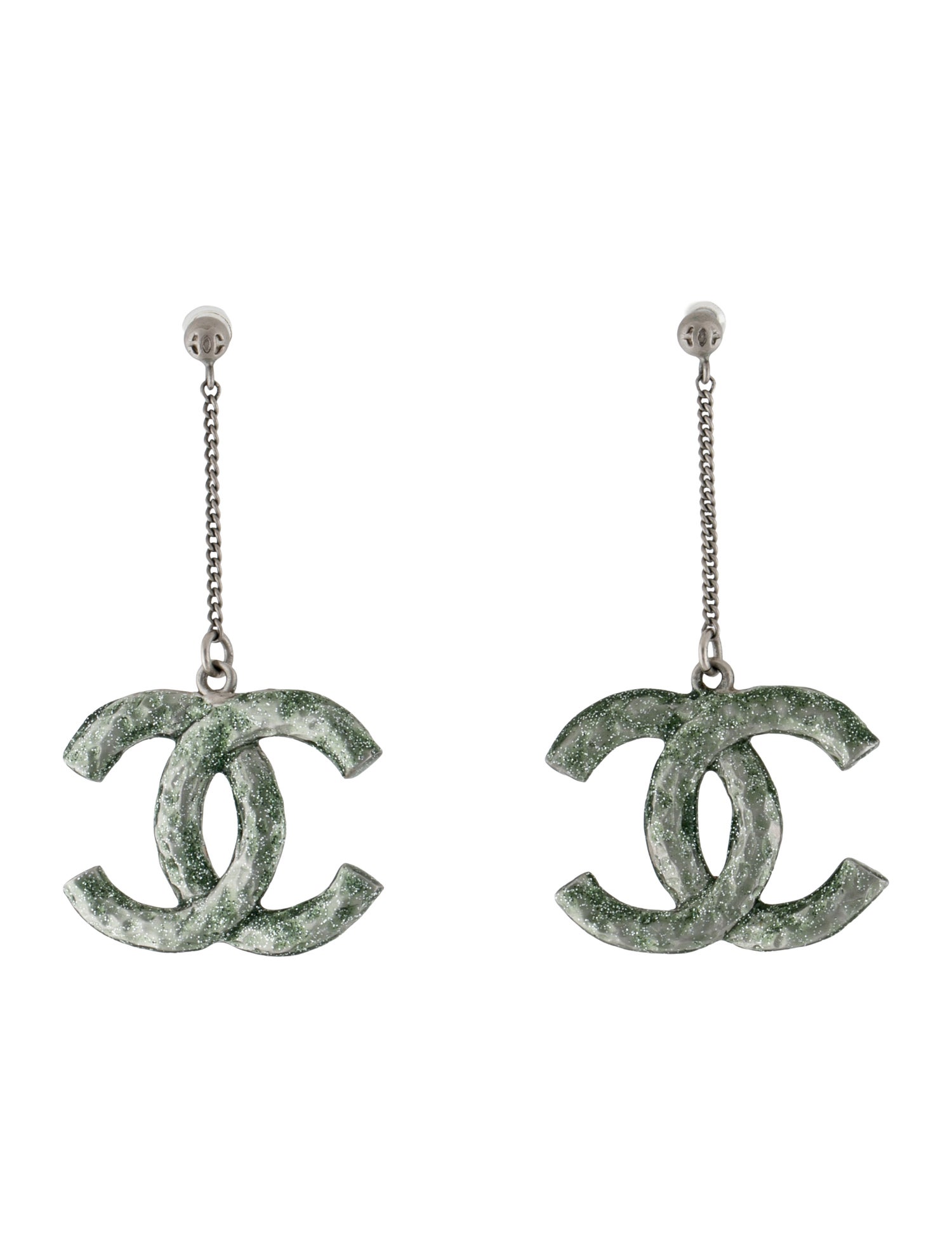 Chanel Glitter & Resin CC Drop Earrings