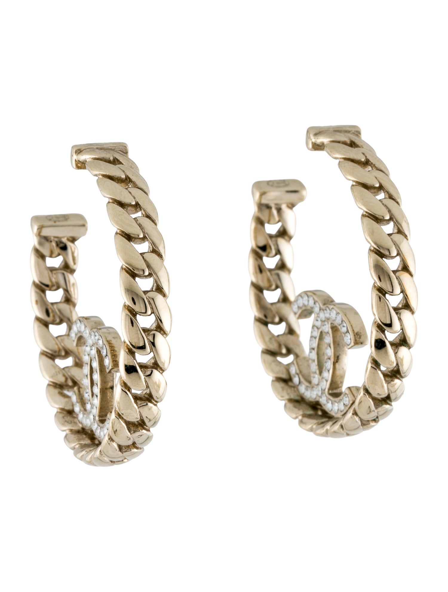 Chanel 2024 Strass CC Hoop Earrings