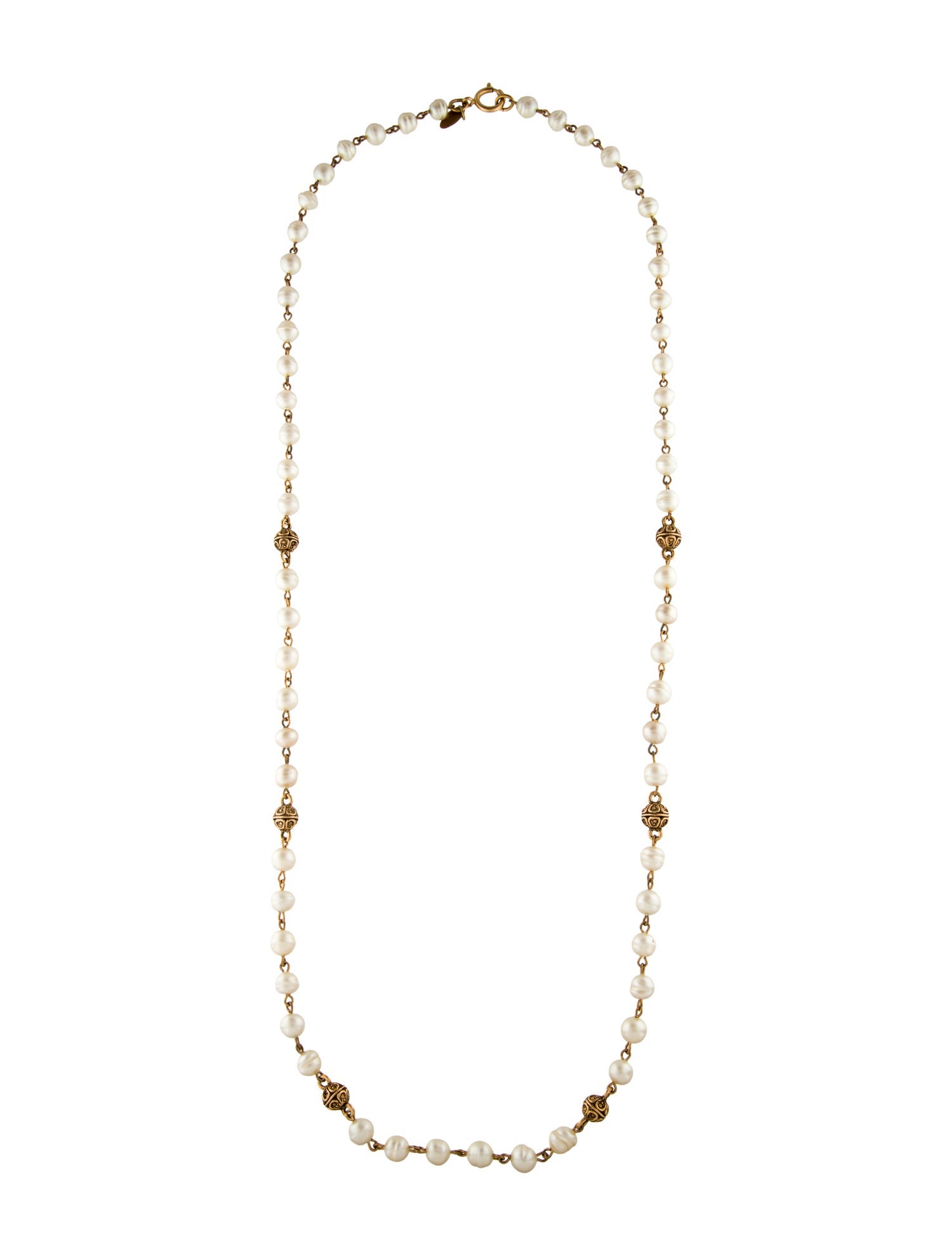 Chanel Vintage Faux Pearl Station Necklace