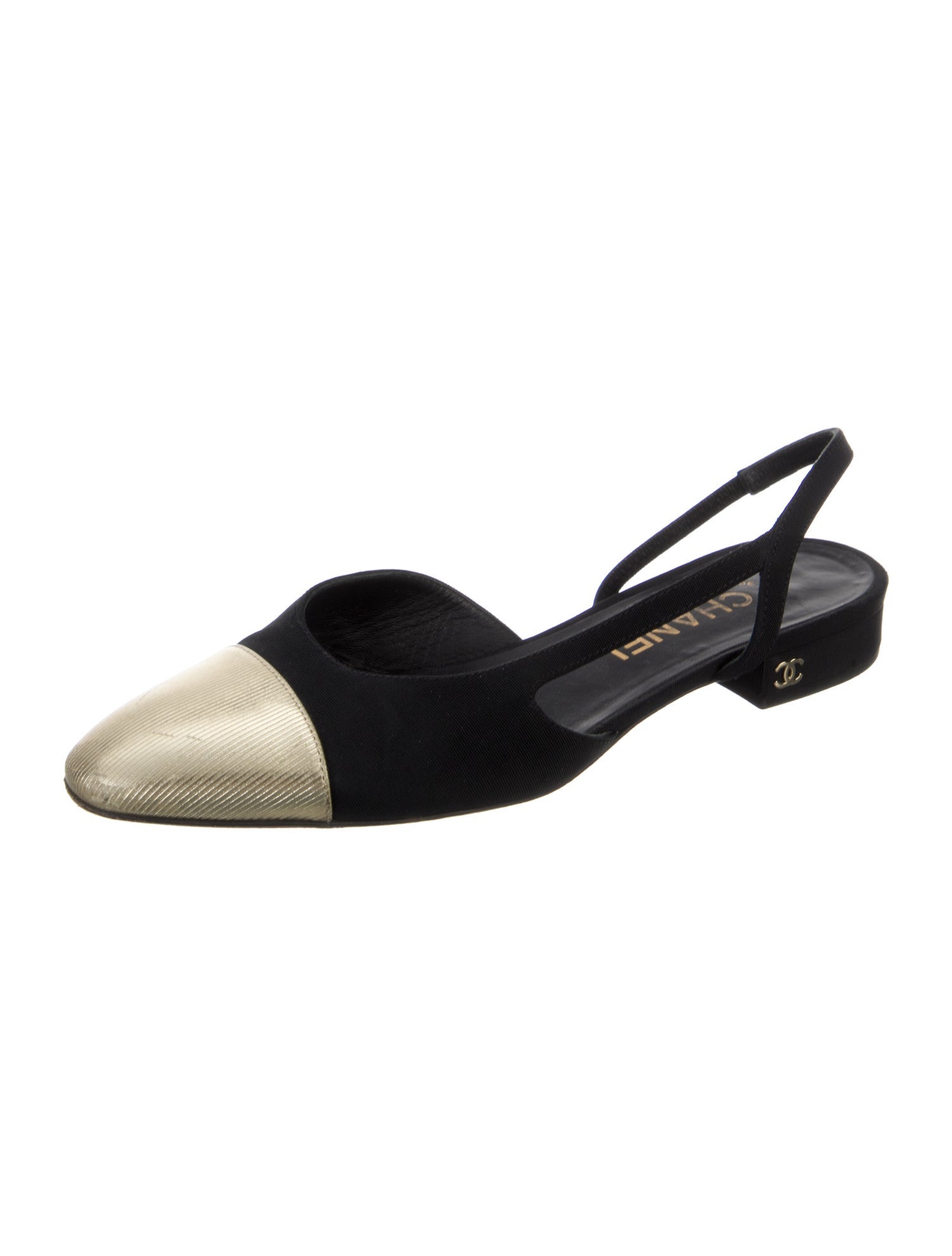 Chanel Interlocking CC Logo Slingback Flats