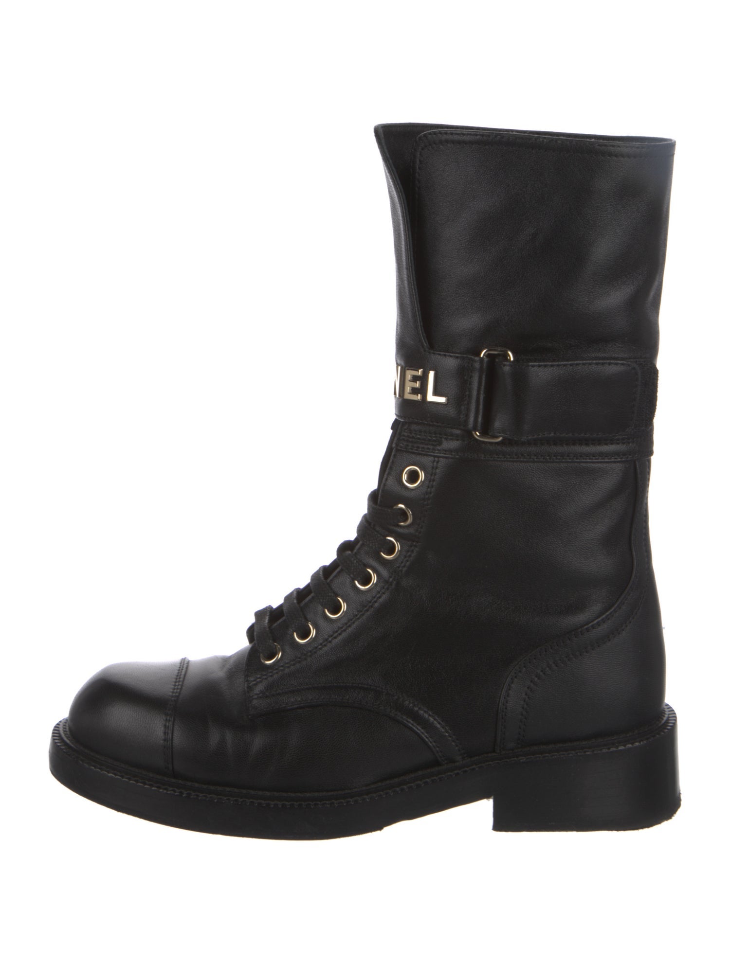 Chanel 2021 Interlocking CC Logo Combat Boots