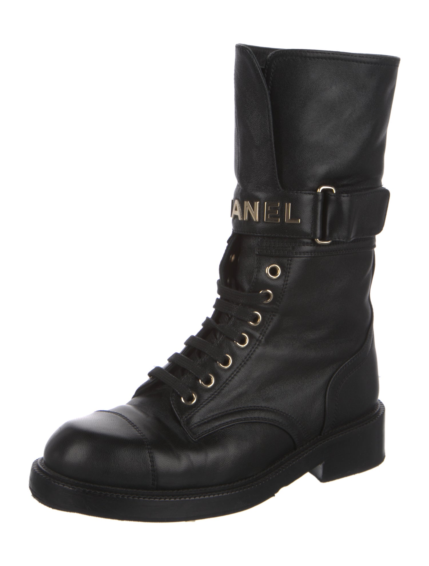 Chanel 2021 Interlocking CC Logo Combat Boots