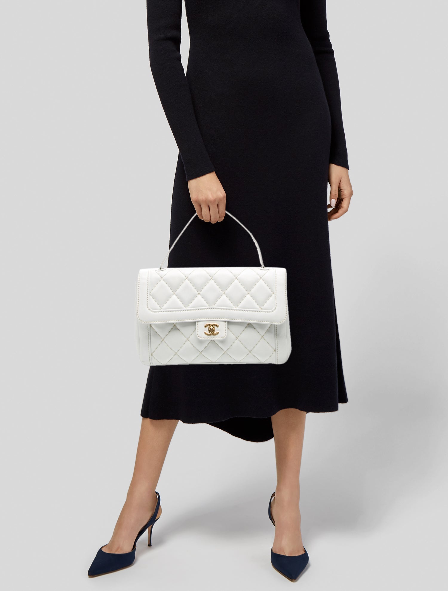 Chanel Surpique Top Handle Flap Bag