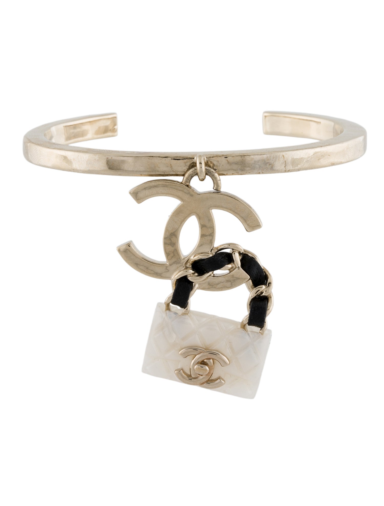 Chanel Resin CC Purse Charm Cuff Bracelet