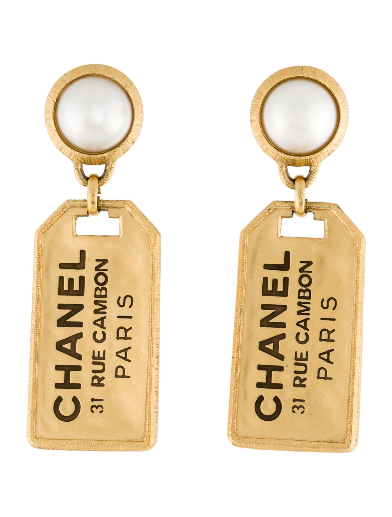 Chanel Faux Pearl 31 Rue Cambon Drop Earrings