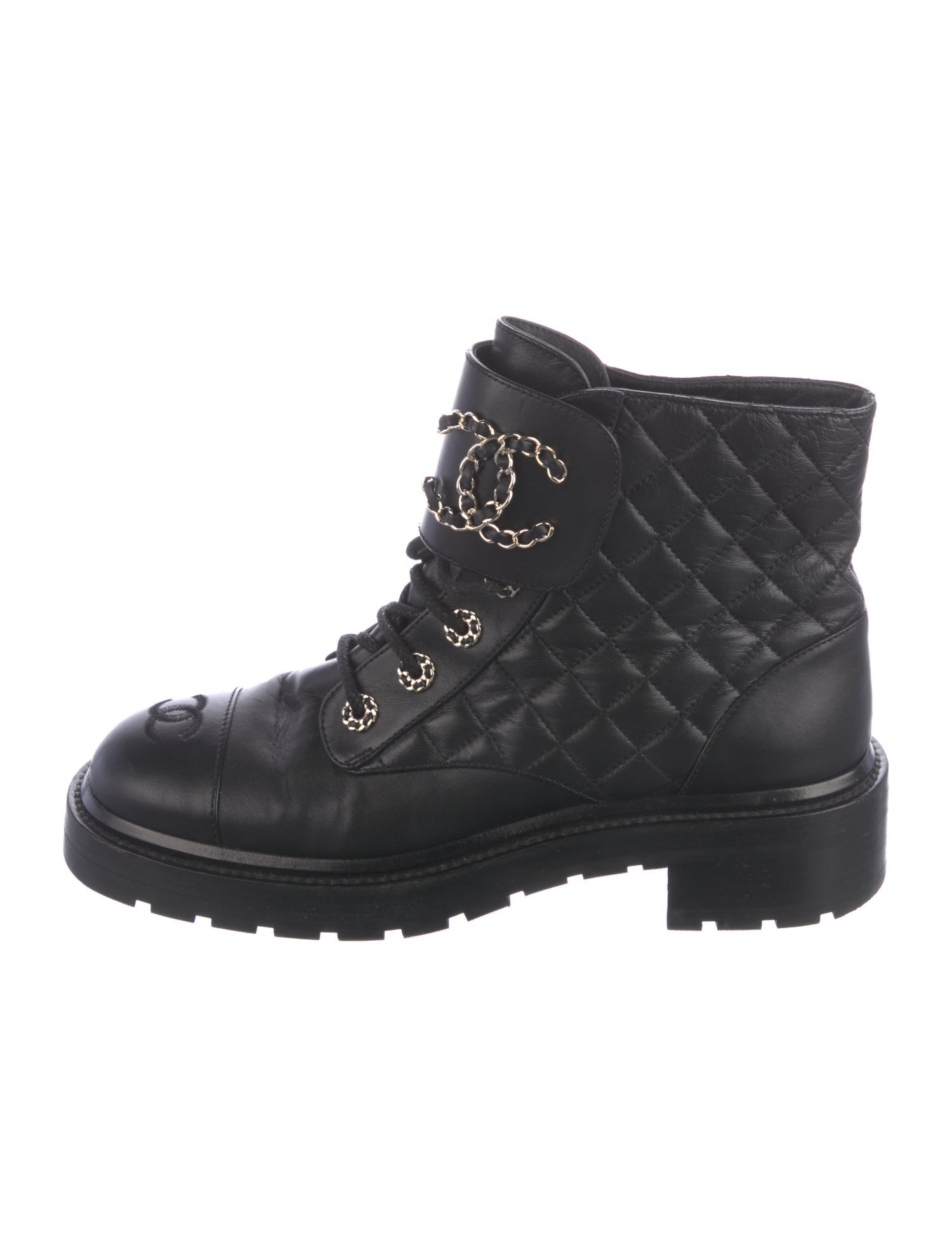 Chanel 2023 Interlocking CC Logo Combat Boots