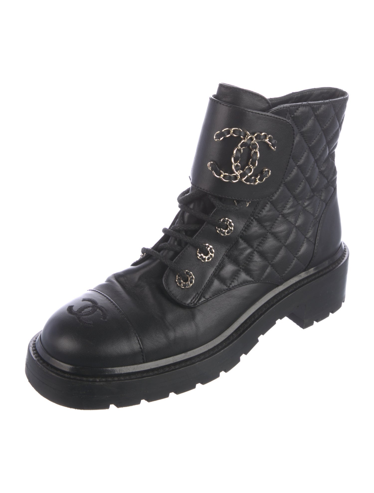 Chanel 2023 Interlocking CC Logo Combat Boots