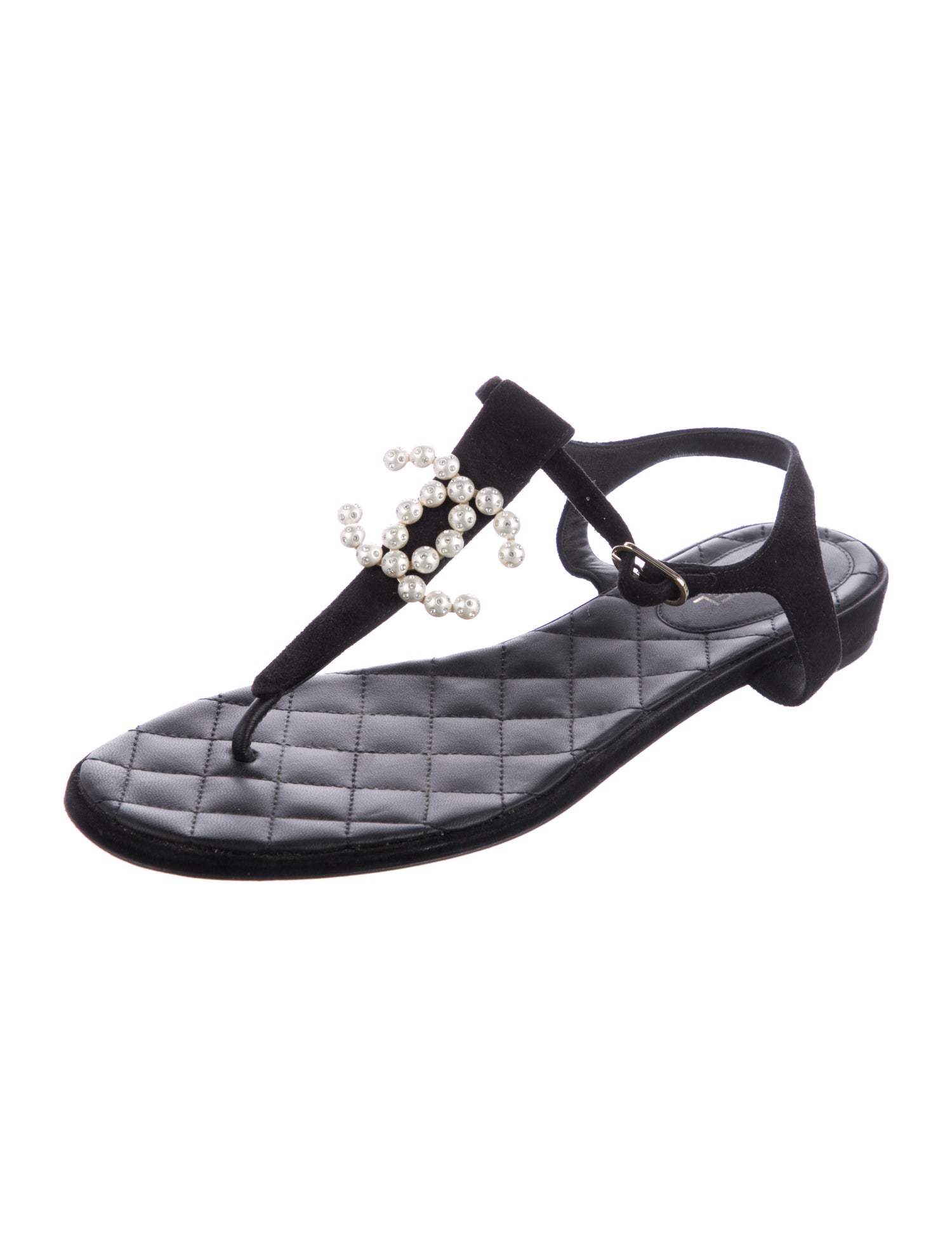 Chanel 2021 Interlocking CC Logo T-Strap Sandals