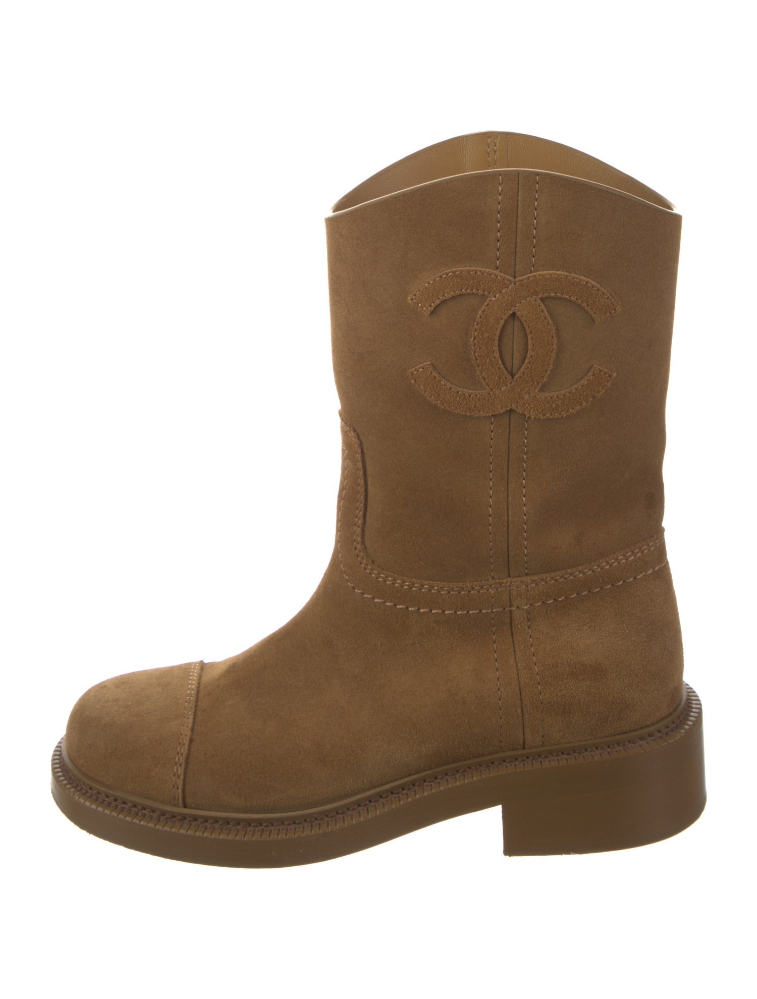 Chanel Interlocking CC Logo Suede Western Boots