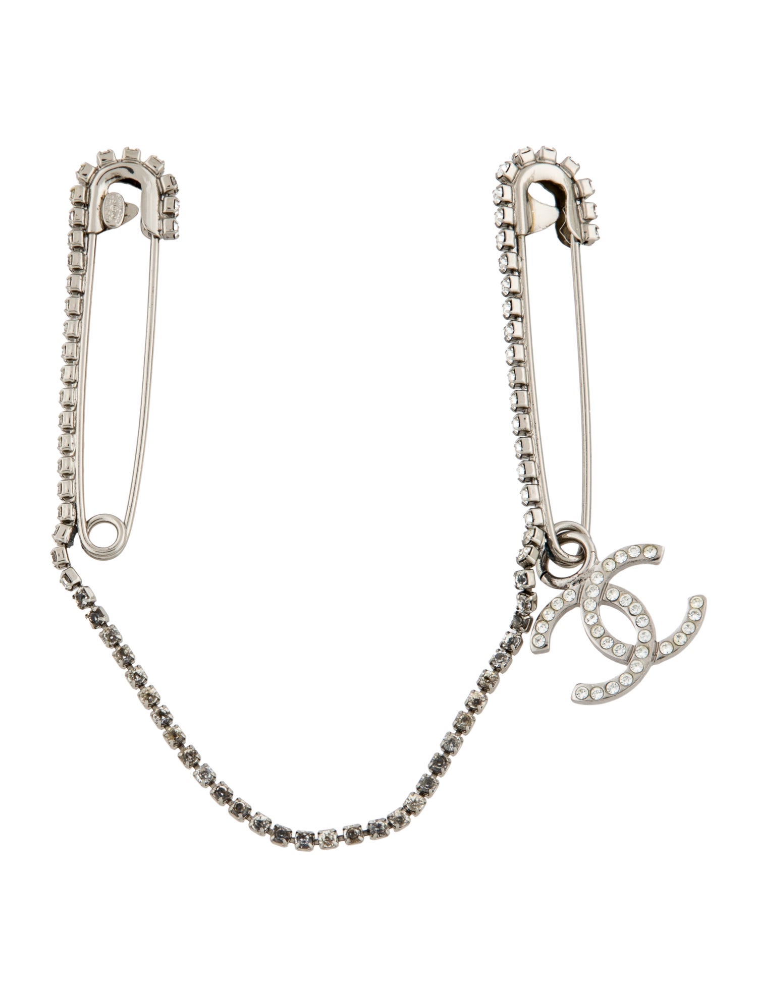 Chanel Vintage Strass CC Safety Pin Brooch