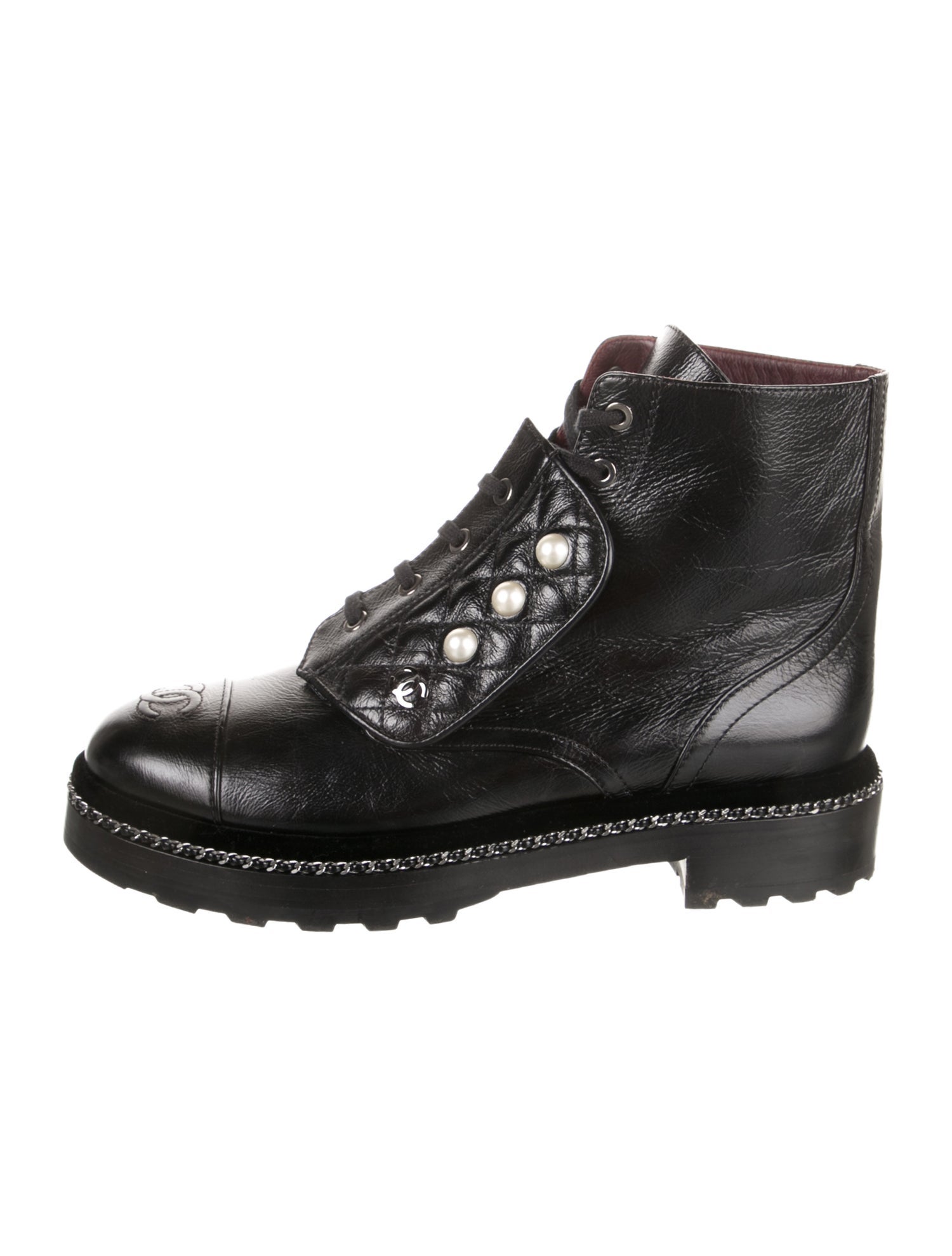 Chanel 2018 Interlocking CC Logo Combat Boots