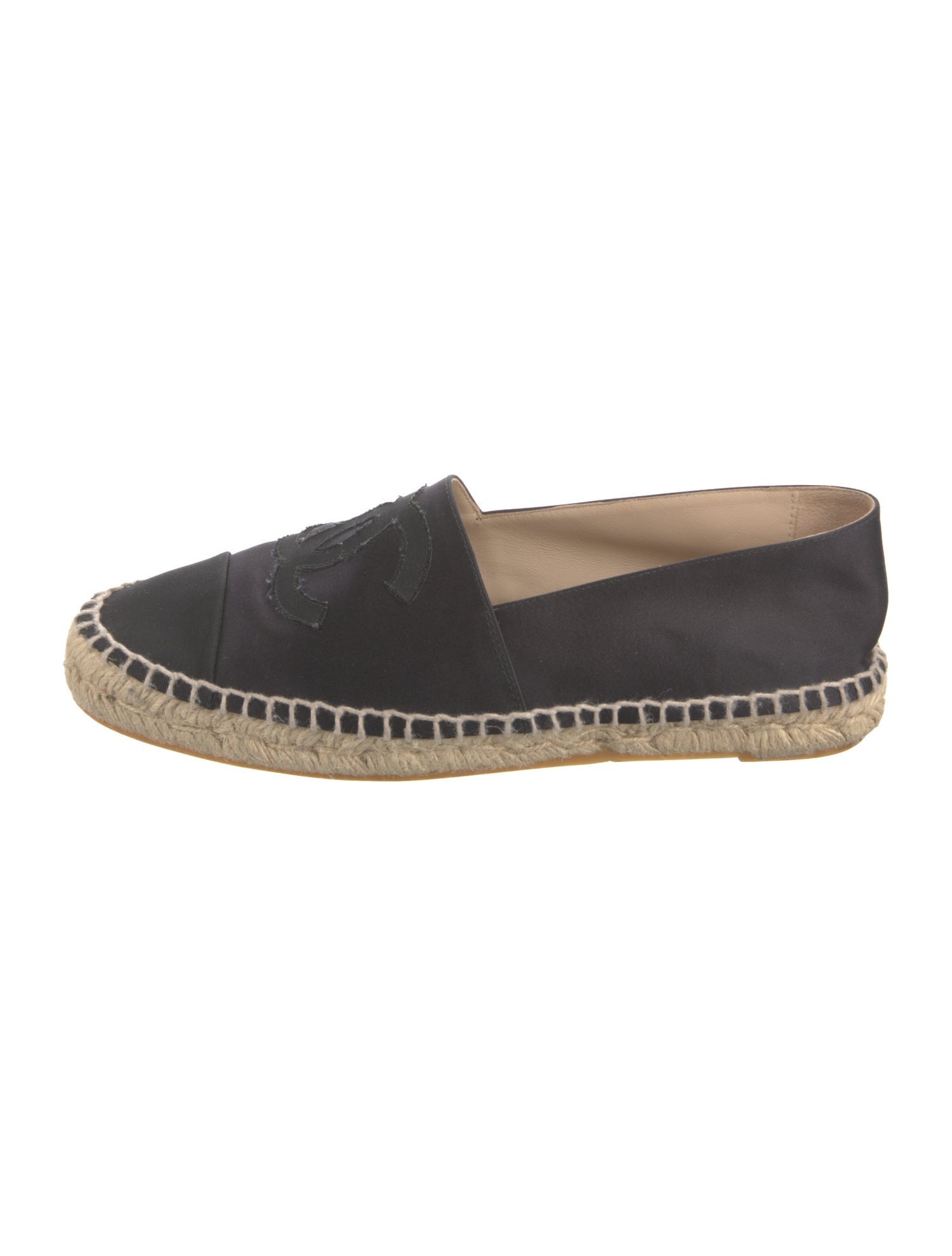 Chanel Interlocking CC Logo Satin Espadrilles