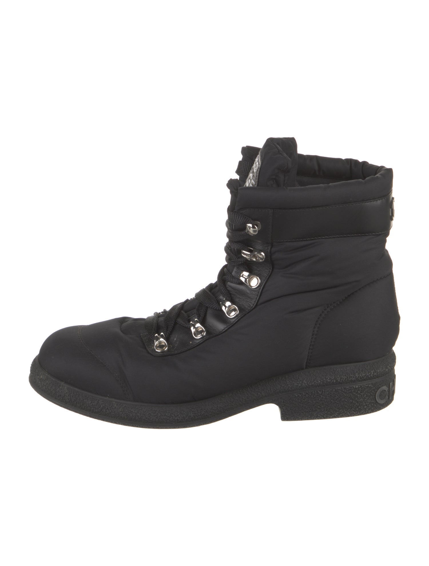 Chanel Interlocking CC Logo Nylon Combat Boots