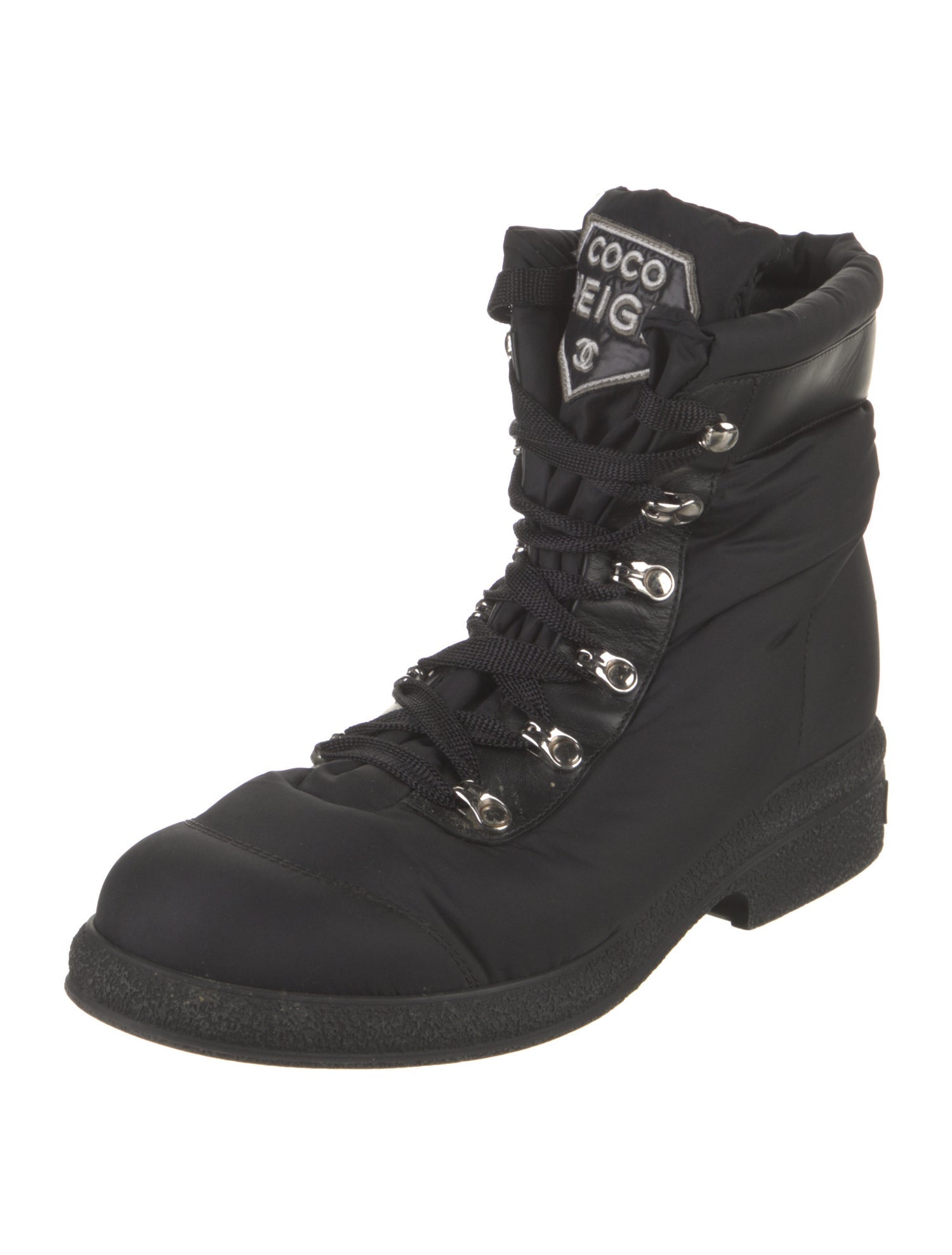 Chanel Interlocking CC Logo Nylon Combat Boots