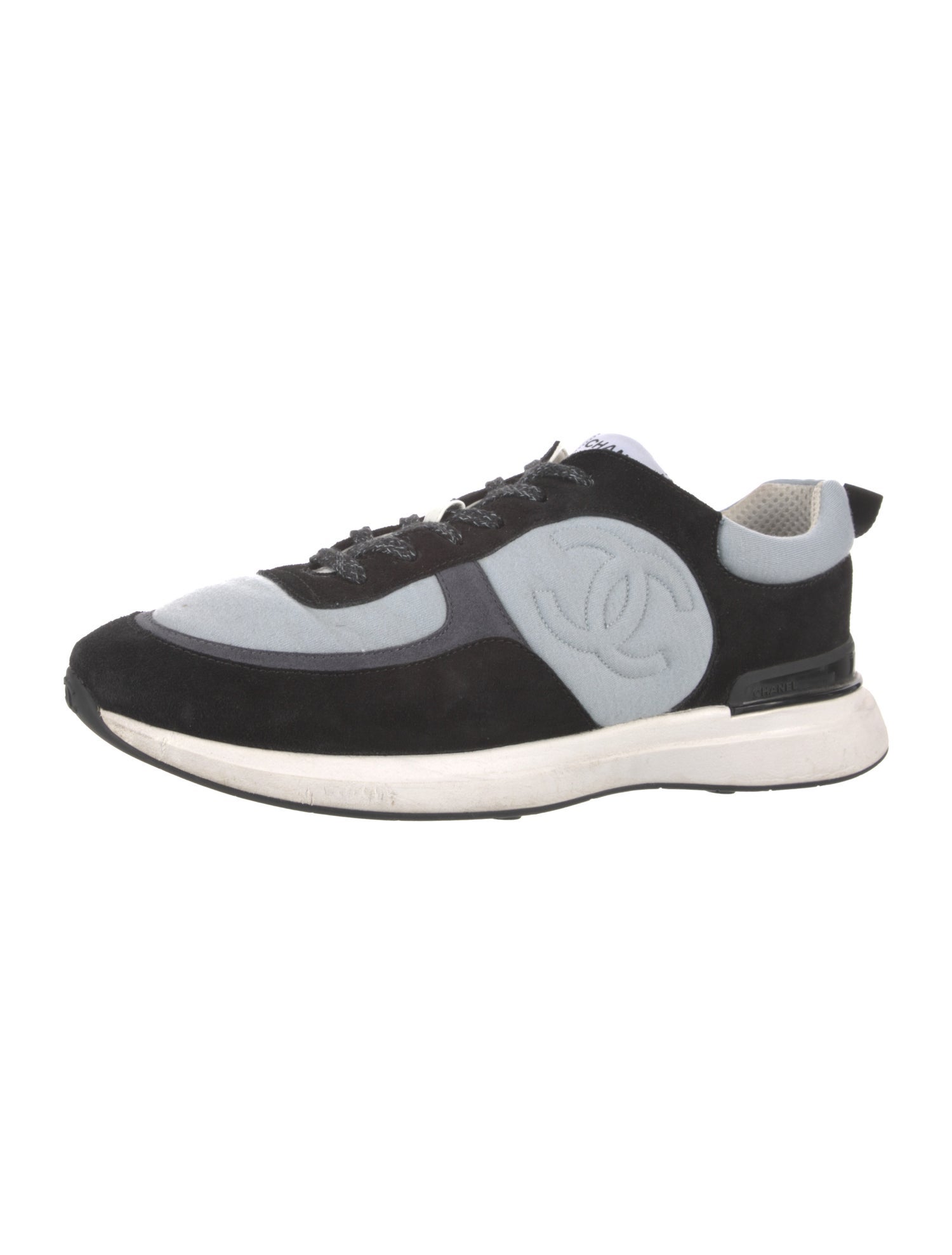 Chanel Suede Colorblock Pattern Athletic Sneakers