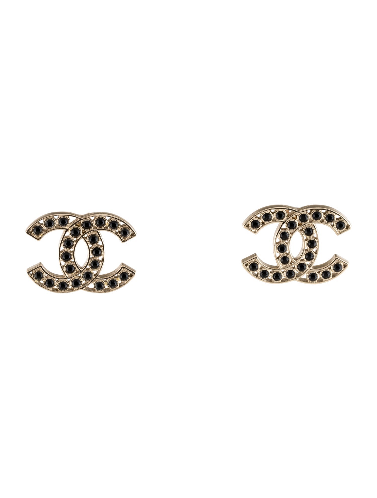 Chanel 2023 Strass CC Stud Earrings
