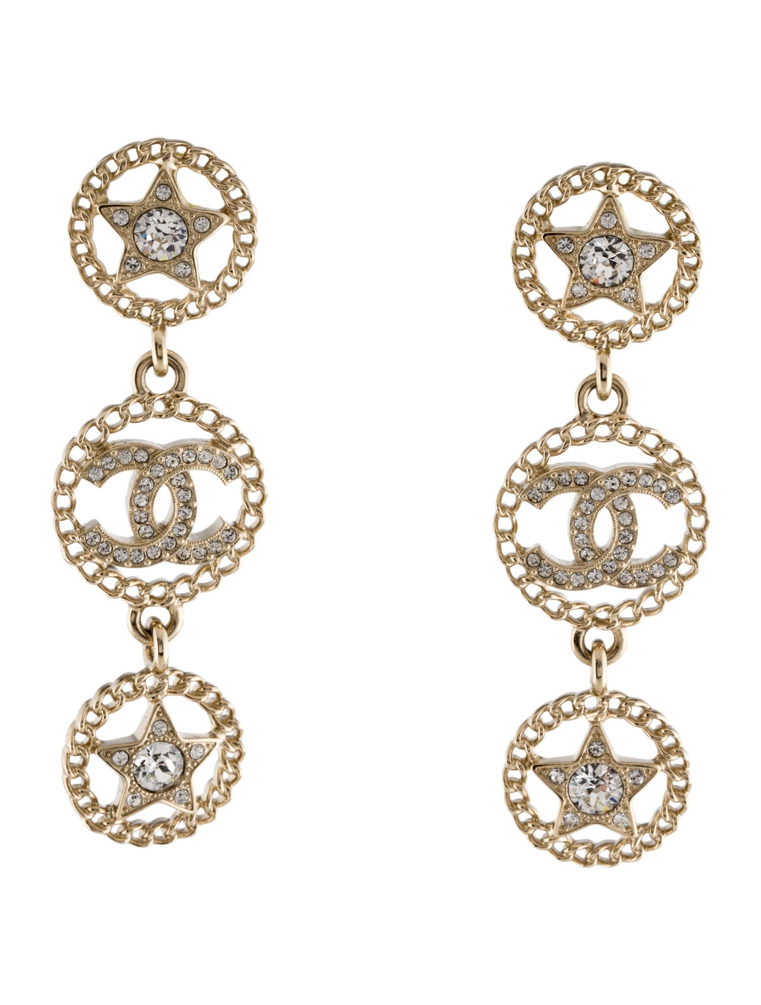 Chanel 2025 Strass CC Pendant Drop Earrings