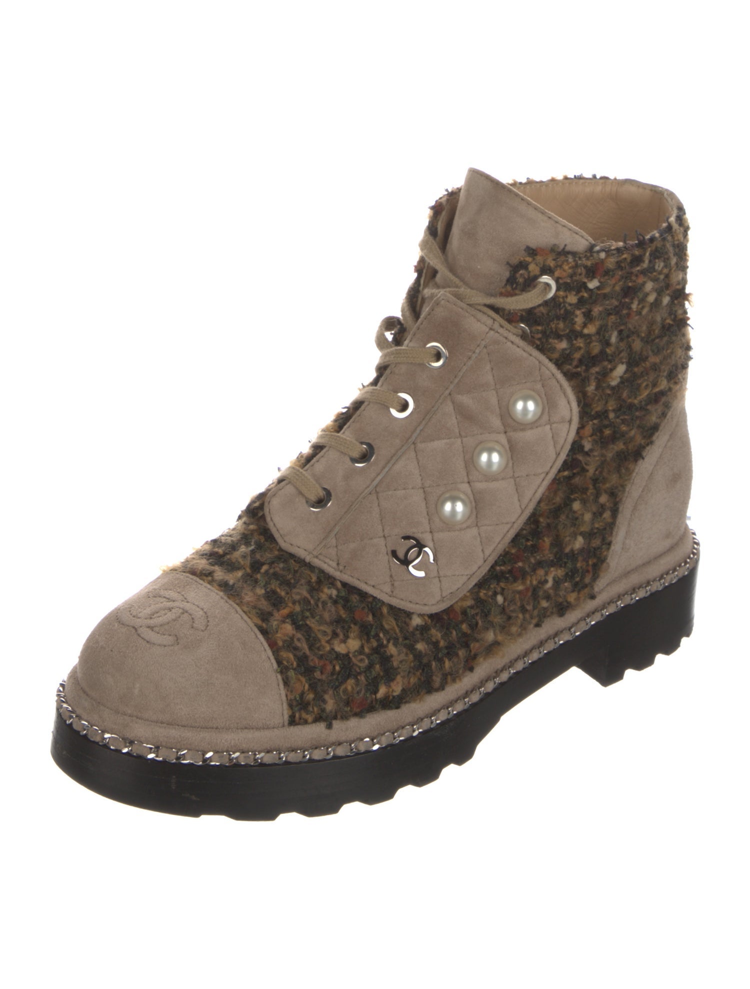 Chanel 2018 Interlocking CC Logo Combat Boots
