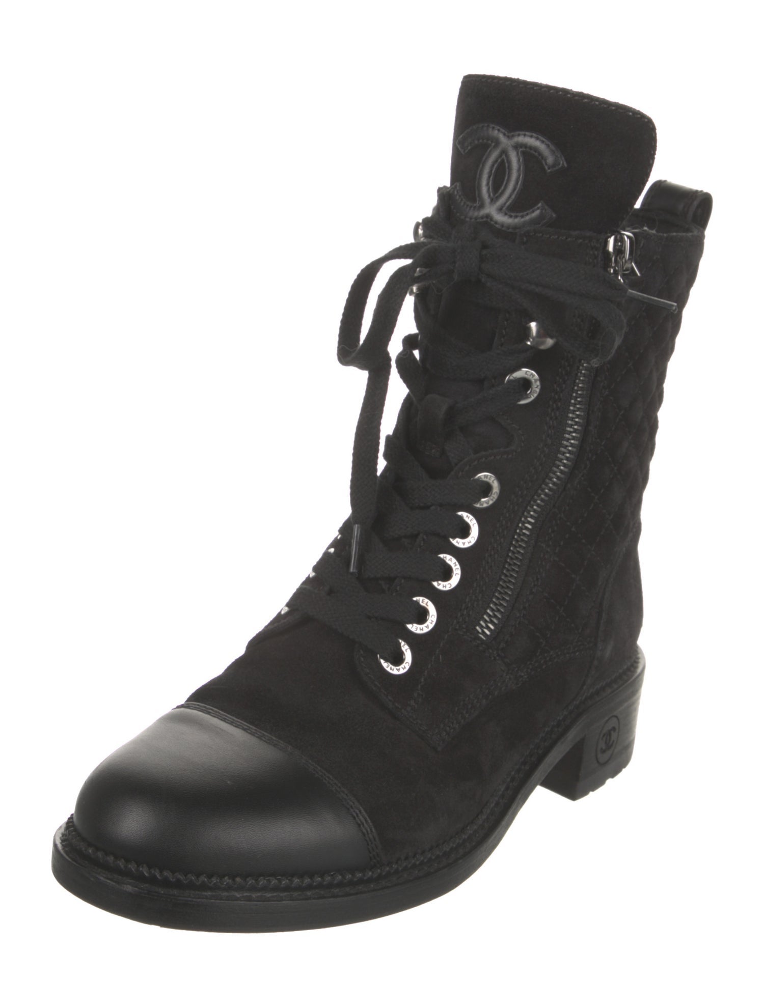 Chanel 2018 Interlocking CC Logo Combat Boots