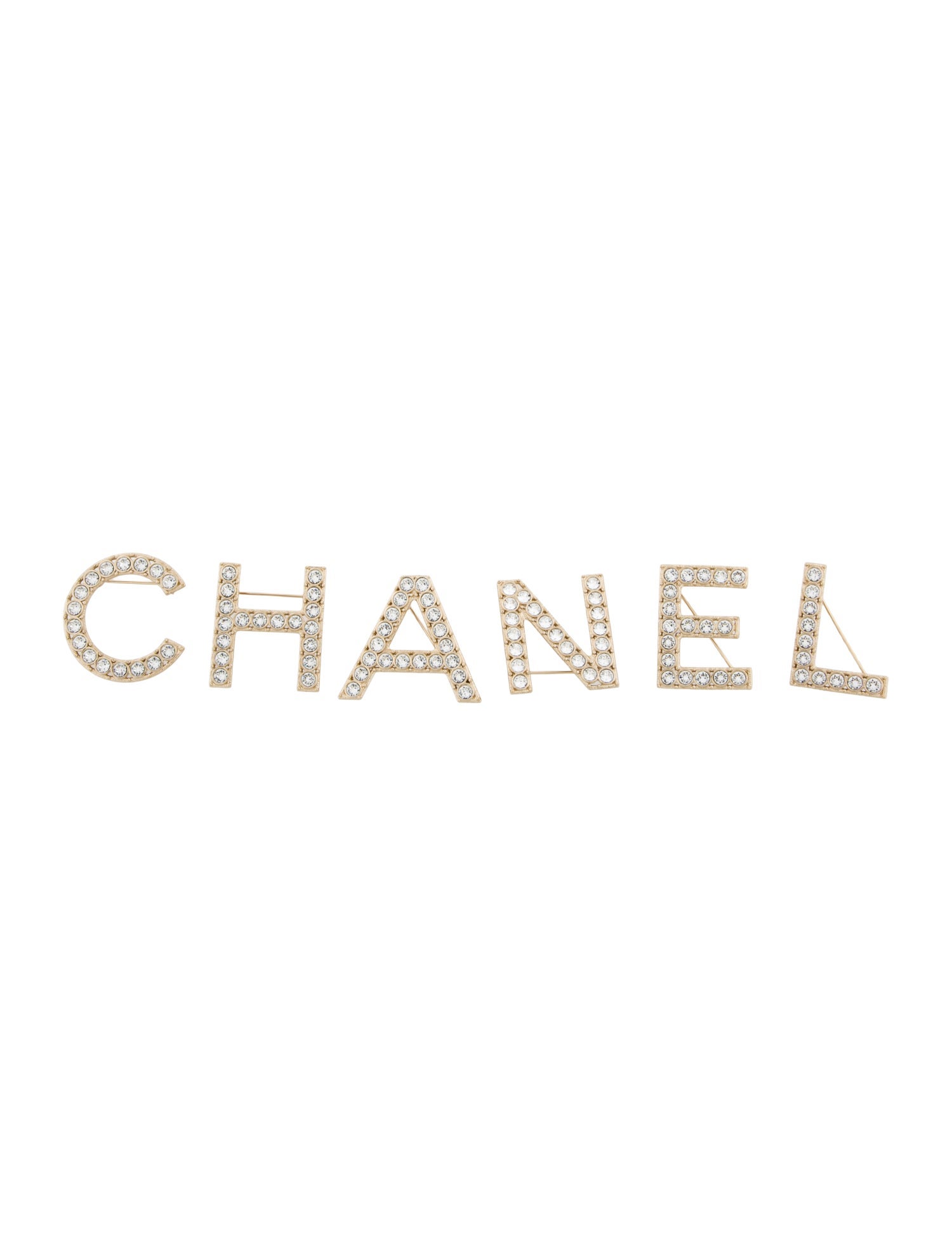 Chanel Strass Spell Letters Brooch Set