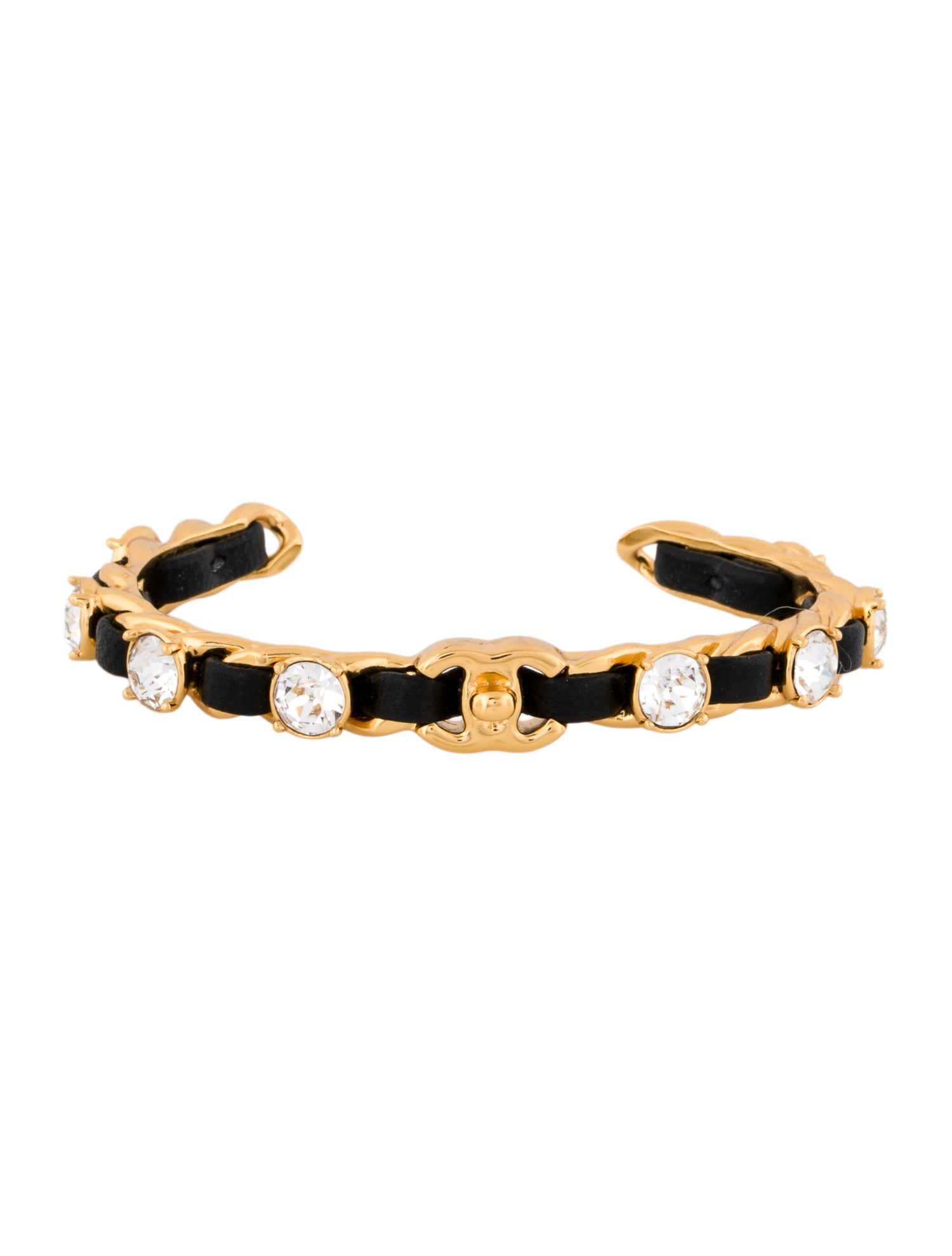 Chanel Strass & Leather CC Cuff Bracelet