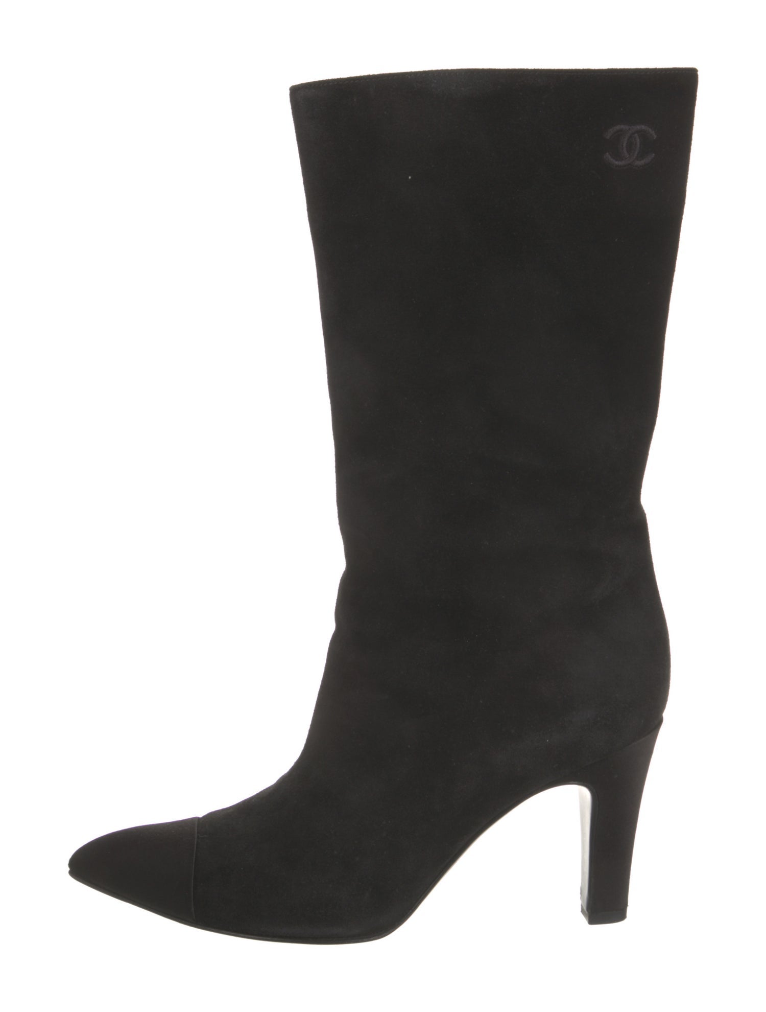 Chanel Interlocking CC Logo Suede Boots