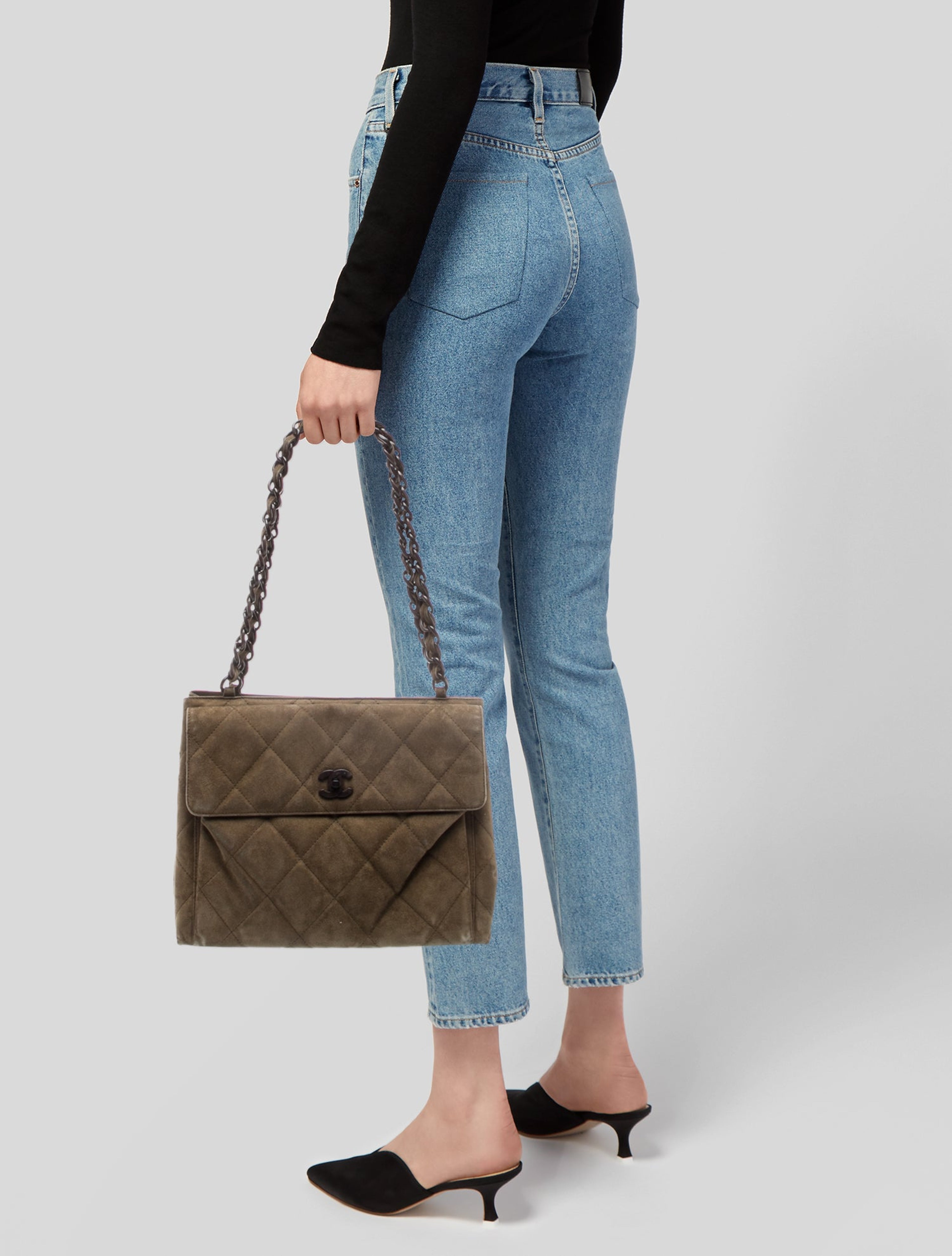 Quilted Suede Flap Bag