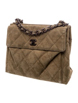 Quilted Suede Flap Bag