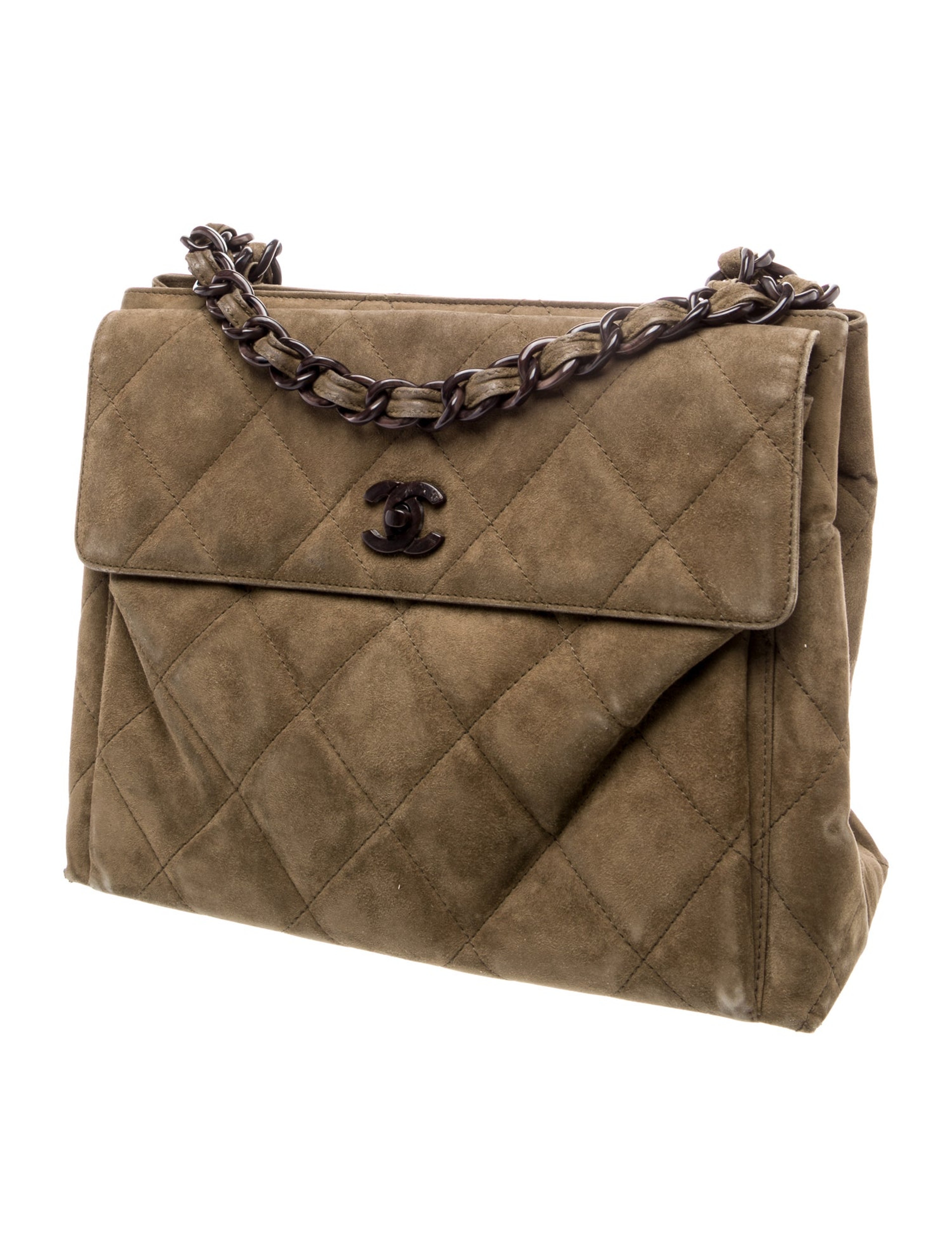 Quilted Suede Flap Bag
