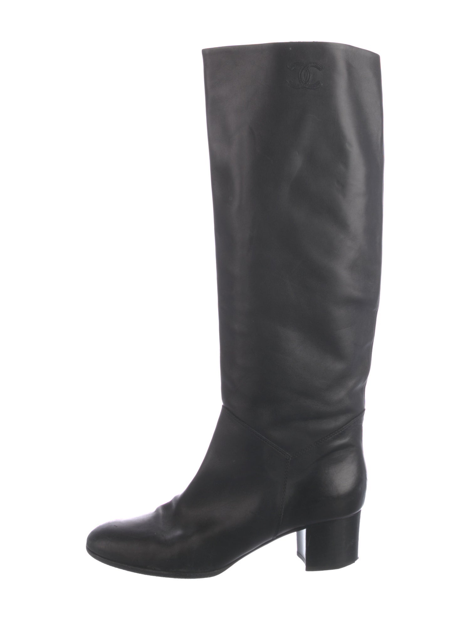 Chanel Interlocking CC Logo Leather Riding Boots